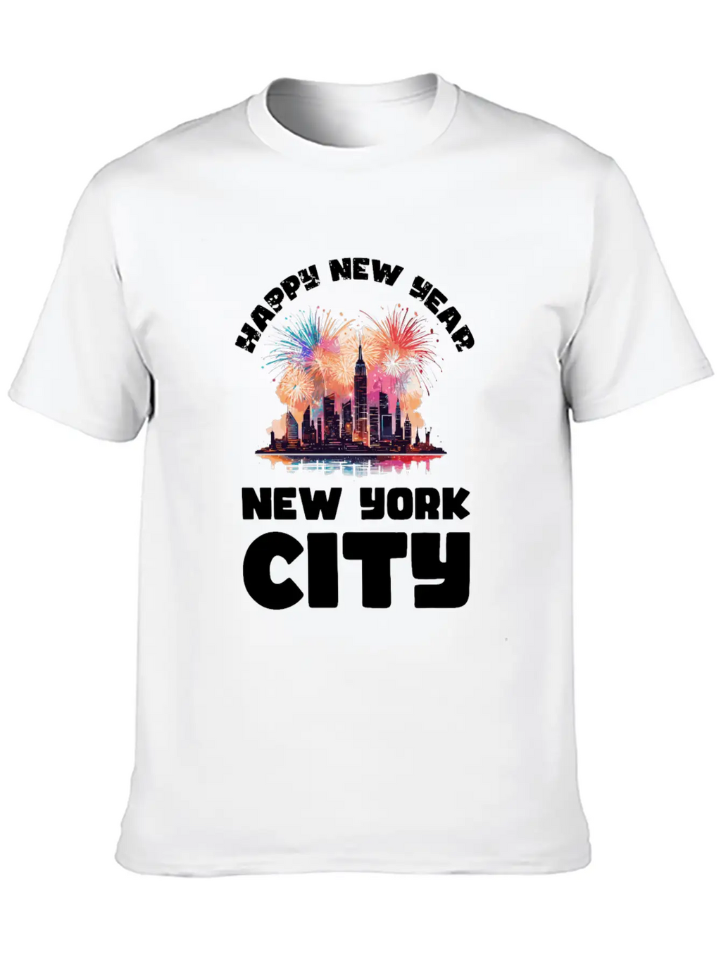 New Years Eve Happy New Year Big Apple Breathable Soft Cotton T-Shirt – Timeless Casual Look