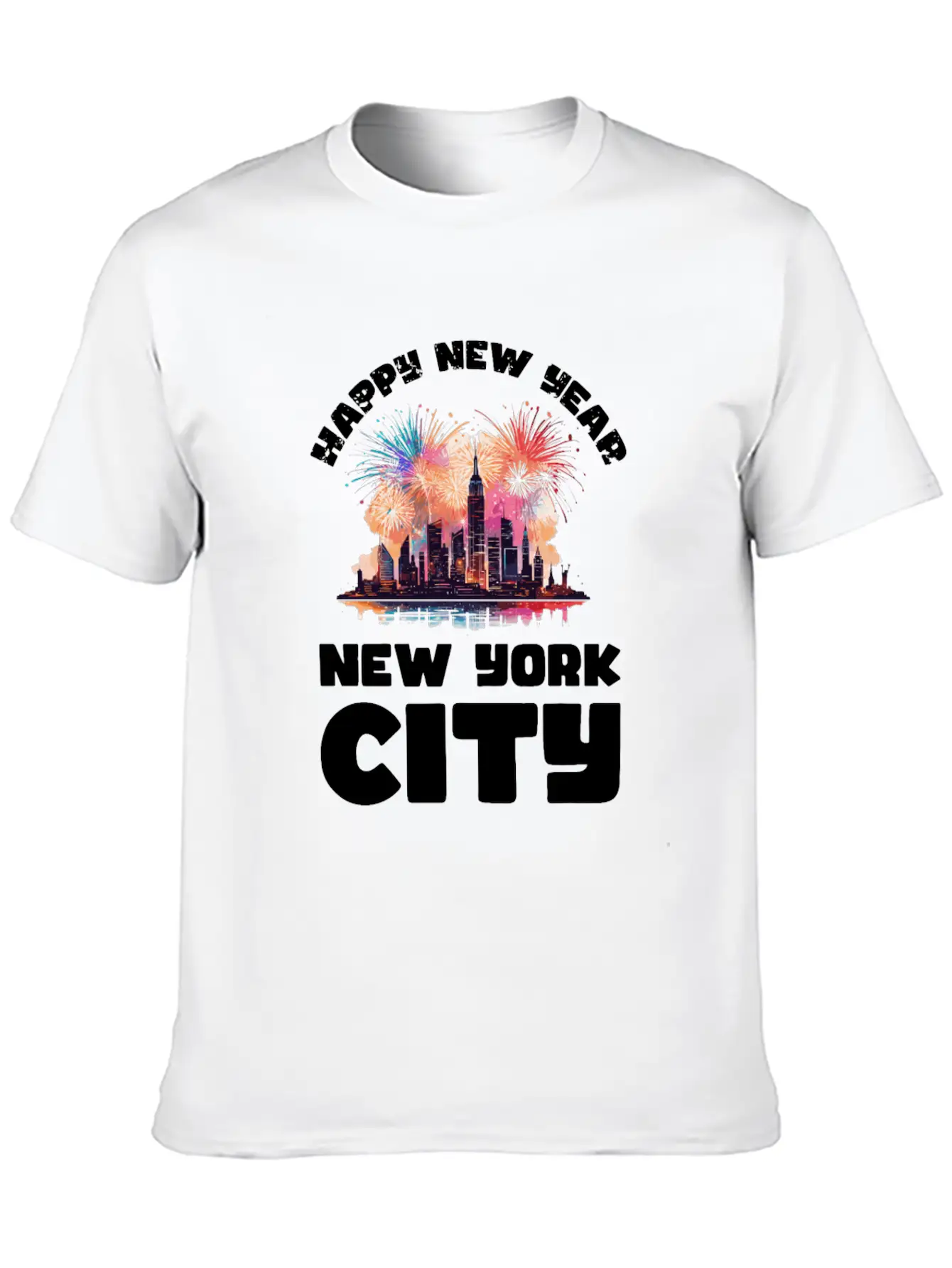 New Years Eve Happy New Year Big Apple Breathable Soft Cotton T-Shirt – Timeless Casual Look