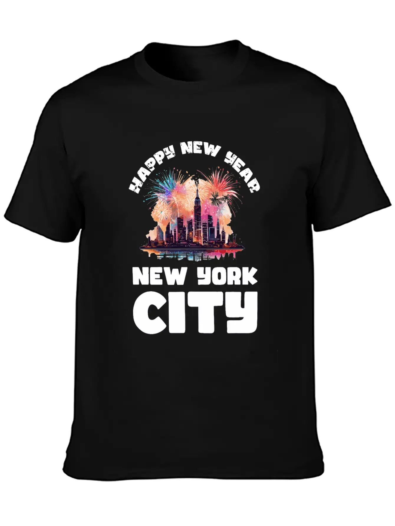 New Years Eve Happy New Year Big Apple Breathable Soft Cotton T-Shirt – Timeless Casual Look