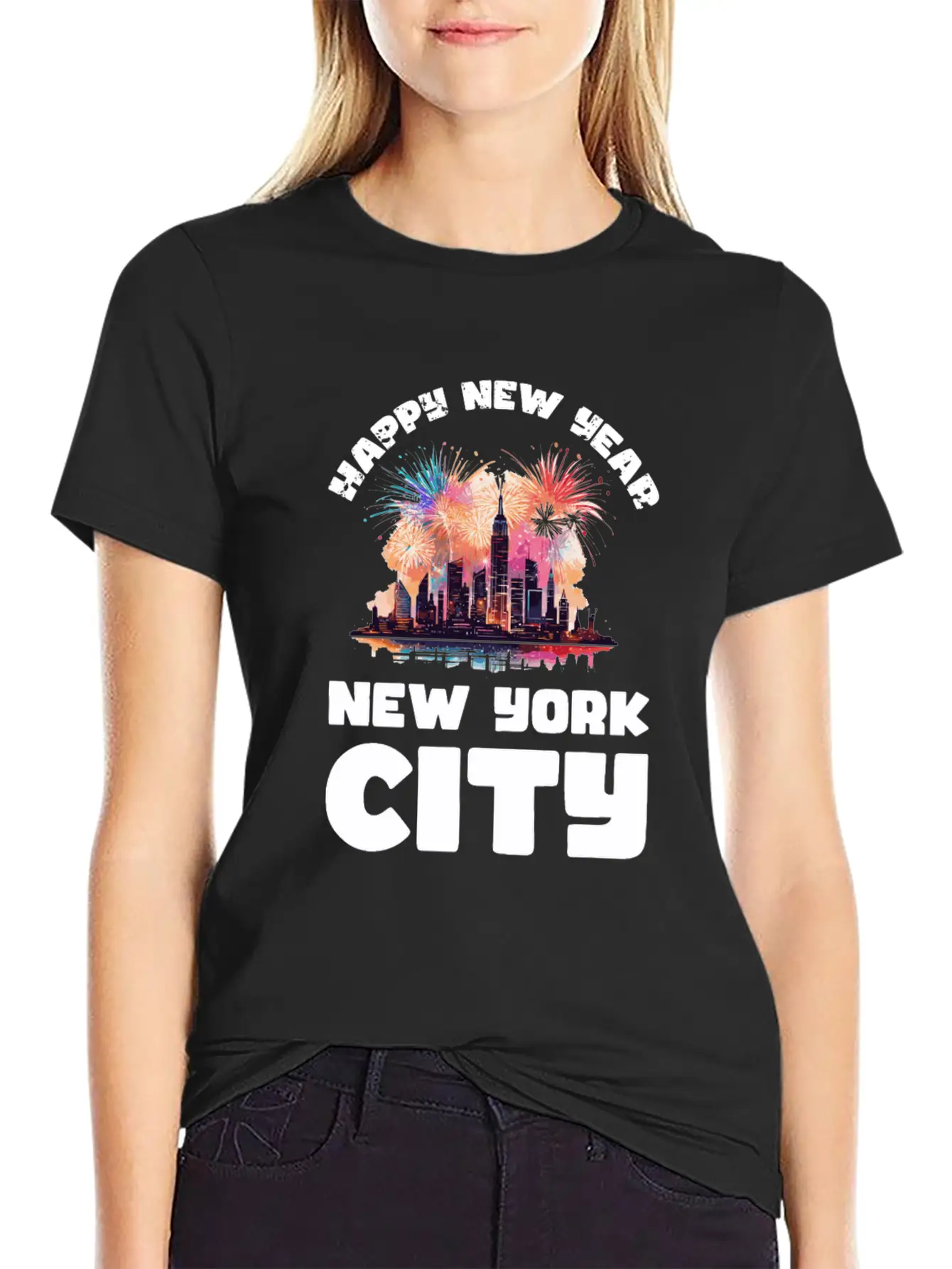 New Years Eve Happy New Year Big Apple Breathable Soft Cotton T-Shirt – Timeless Casual Look