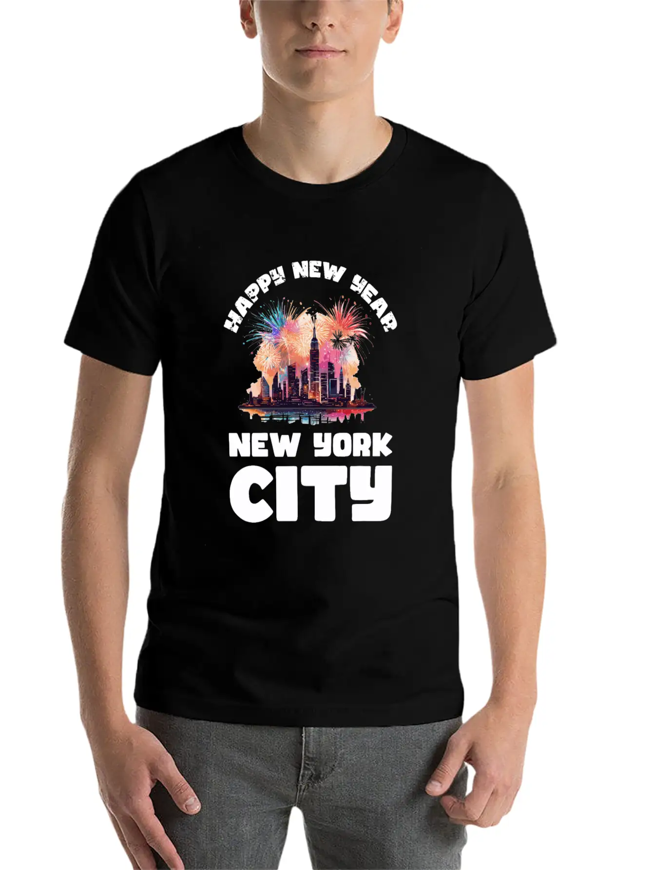New Years Eve Happy New Year Big Apple Breathable Soft Cotton T-Shirt – Timeless Casual Look