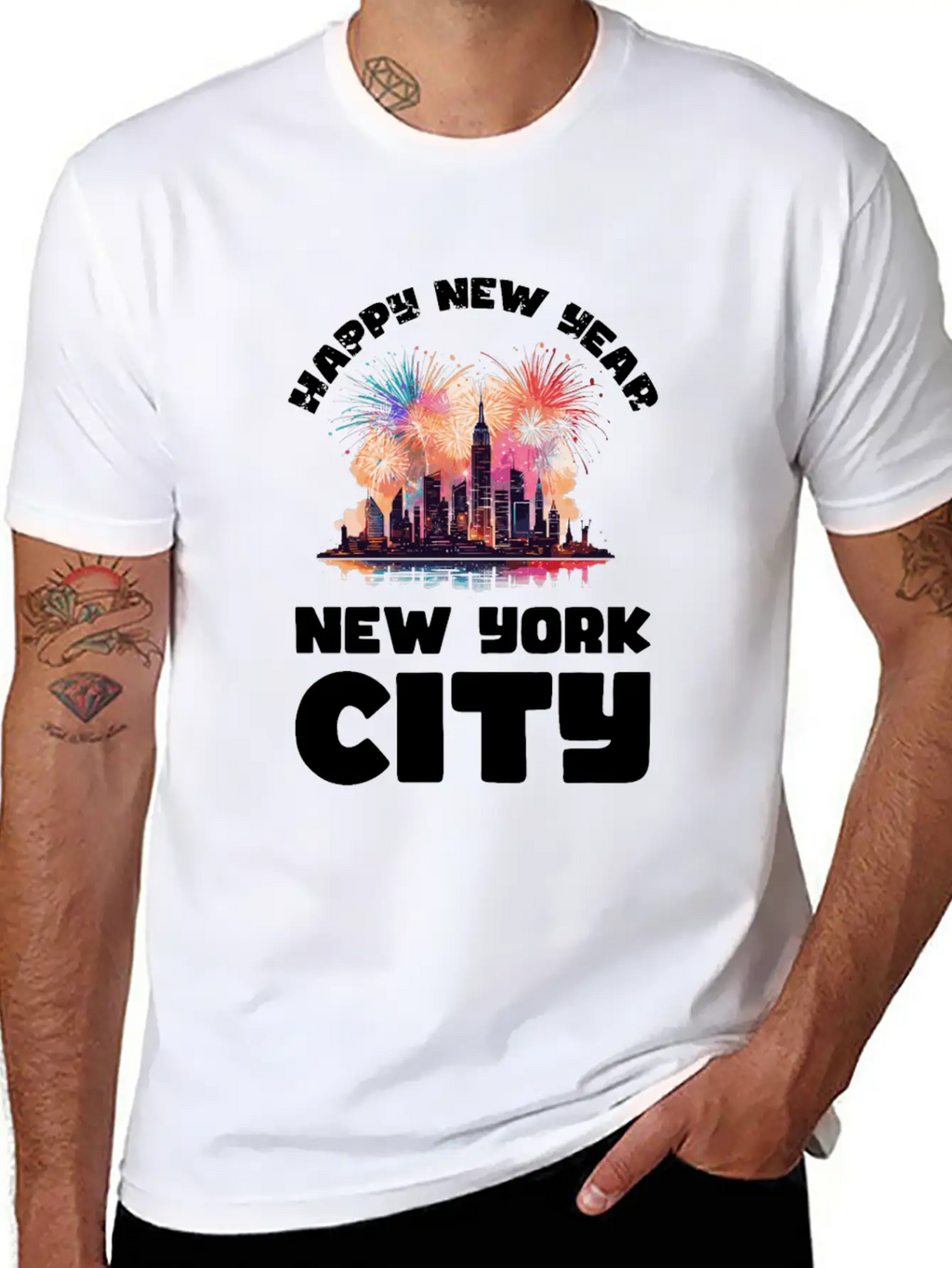 New Years Eve Happy New Year Big Apple Breathable Soft Cotton T-Shirt – Timeless Casual Look