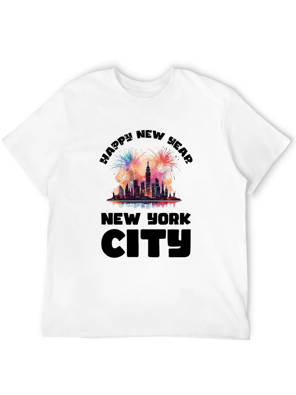 New Years Eve Happy New Year Big Apple Breathable Soft Cotton T-Shirt – Timeless Casual Look