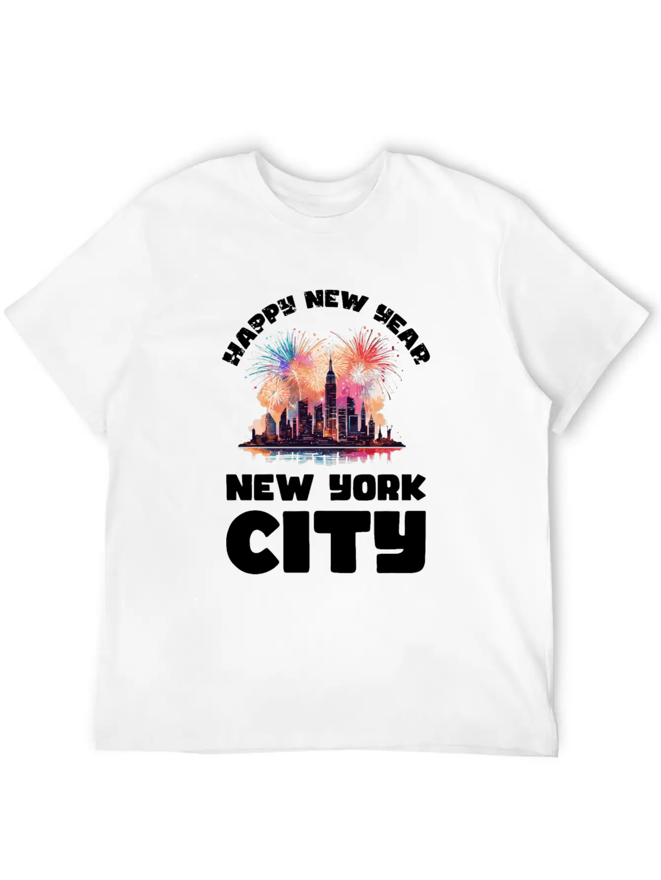 New Years Eve Happy New Year Big Apple Breathable Soft Cotton T-Shirt – Timeless Casual Look