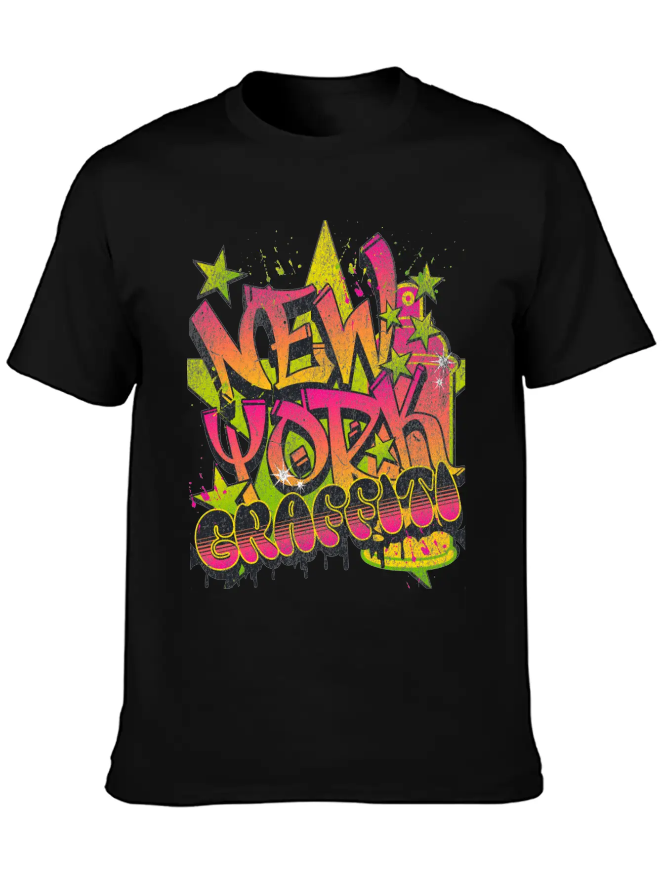 New York Graffiti Grunge Print Tee Unisex Short Sleeve Soft Cotton T-Shirt – Casual Everyday Wear