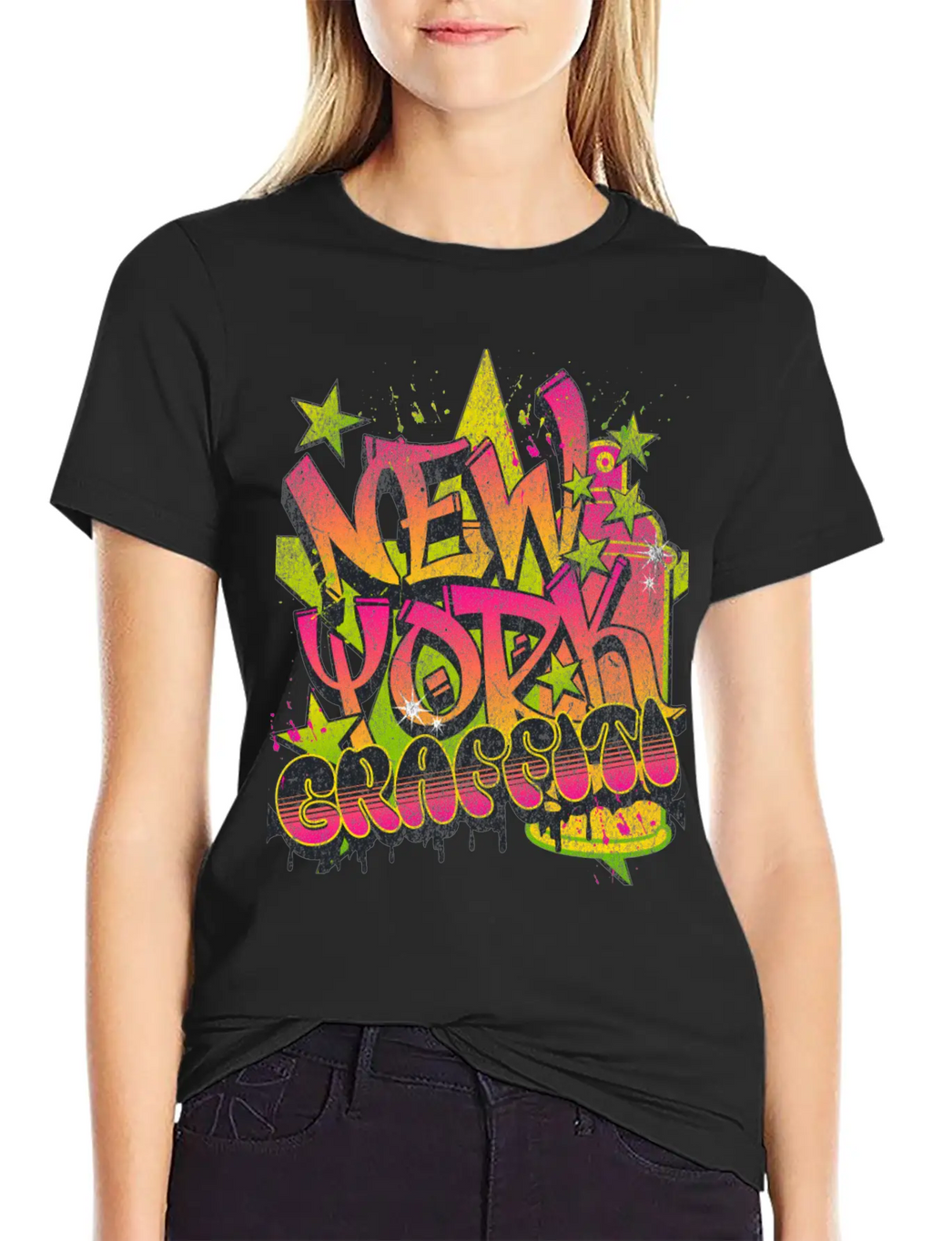 New York Graffiti Grunge Print Tee Unisex Short Sleeve Soft Cotton T-Shirt – Casual Everyday Wear