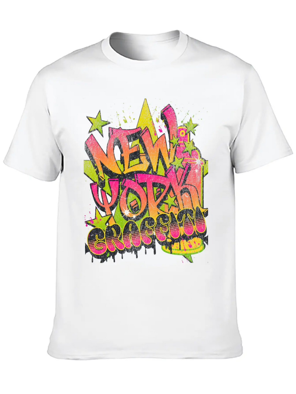 New York Graffiti Grunge Print Tee Unisex Short Sleeve Soft Cotton T-Shirt – Casual Everyday Wear