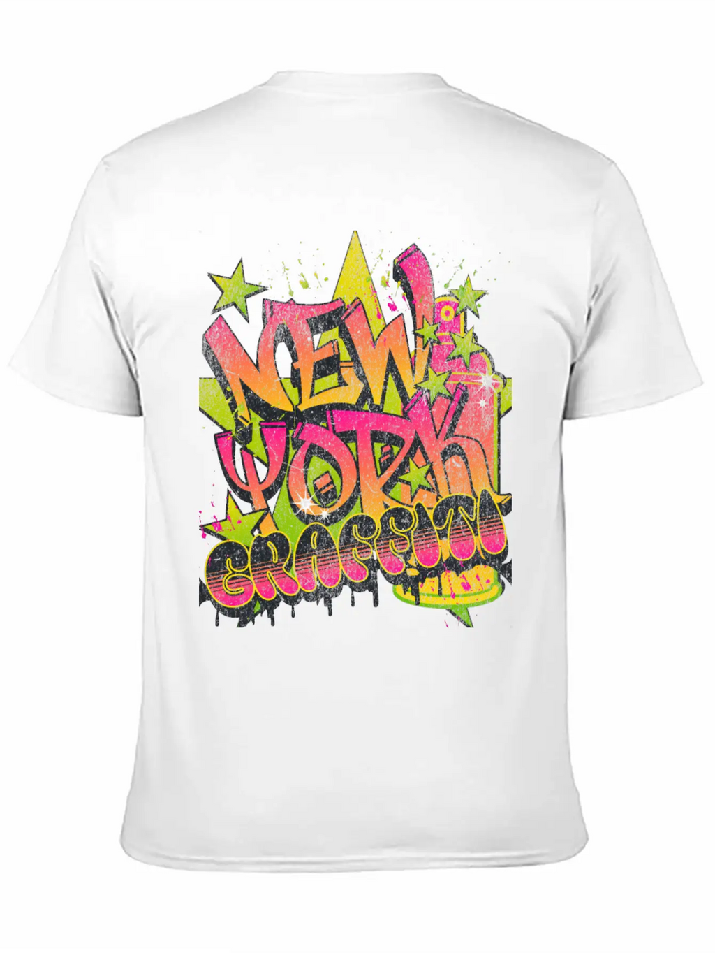 New York Graffiti Grunge Print Tee Unisex Short Sleeve Soft Cotton T-Shirt – Casual Everyday Wear