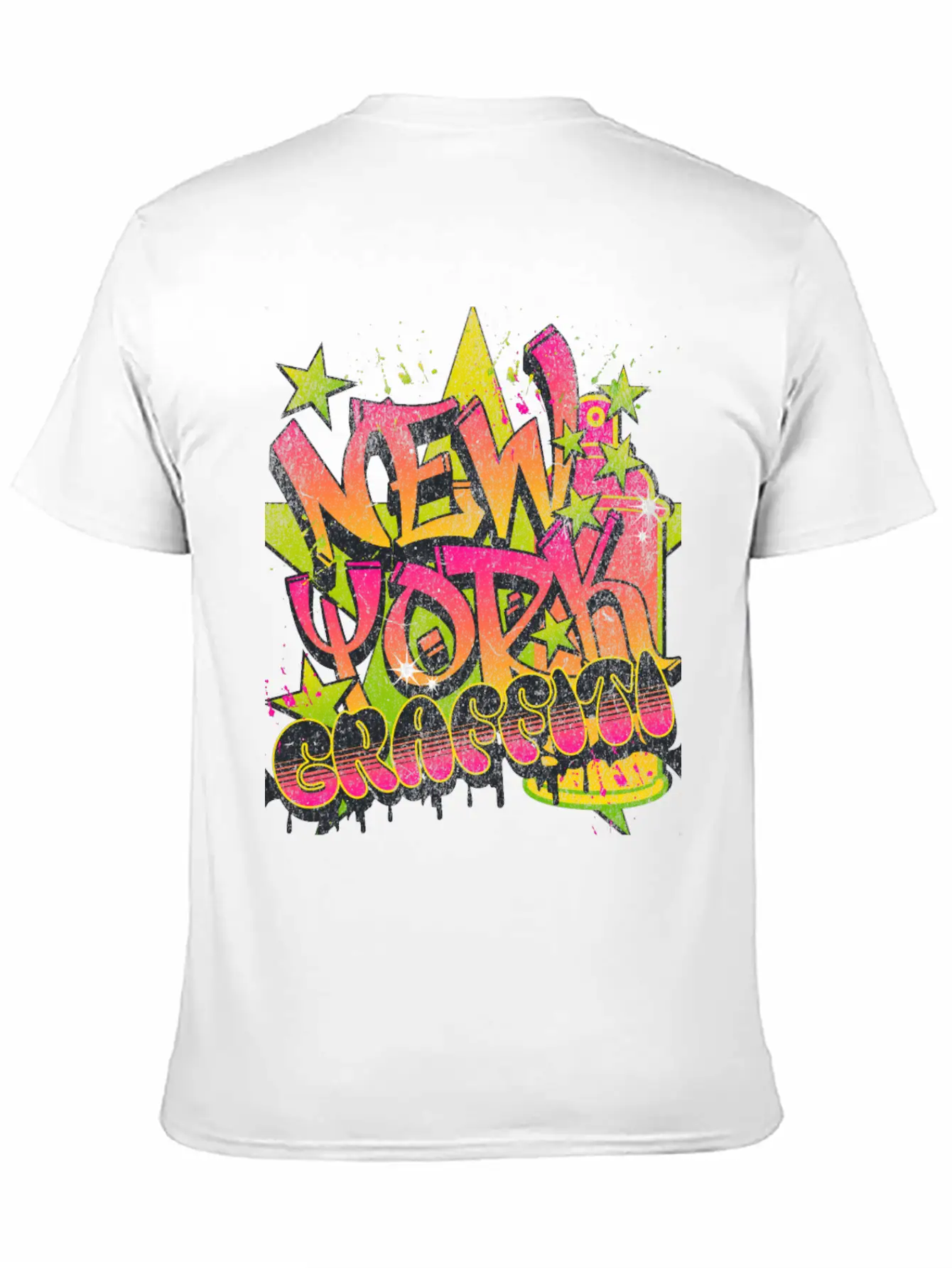 New York Graffiti Grunge Print Tee Unisex Short Sleeve Soft Cotton T-Shirt – Casual Everyday Wear