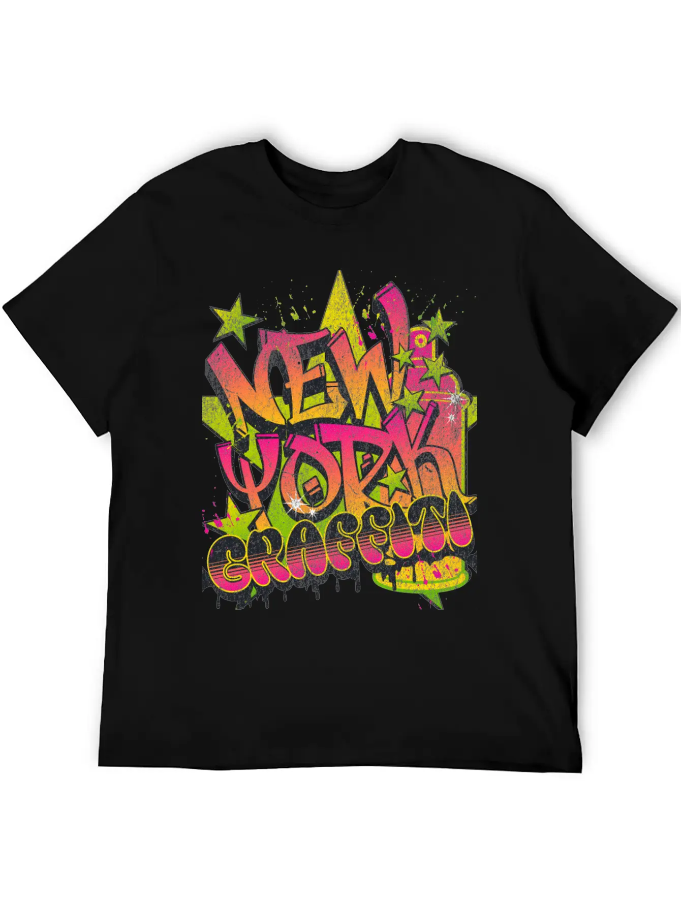 New York Graffiti Grunge Print Tee Unisex Short Sleeve Soft Cotton T-Shirt – Casual Everyday Wear
