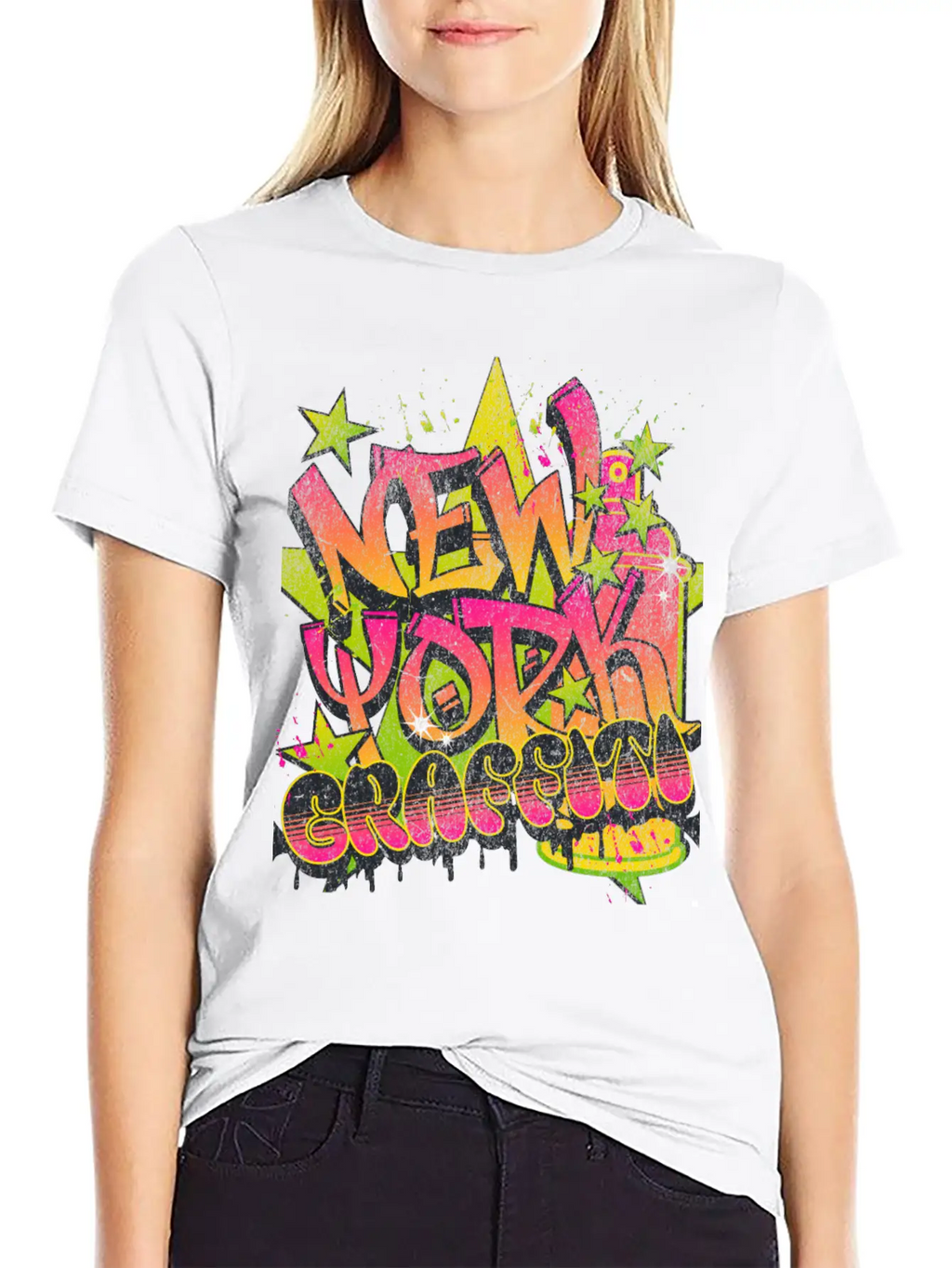 New York Graffiti Grunge Print Tee Unisex Short Sleeve Soft Cotton T-Shirt – Casual Everyday Wear