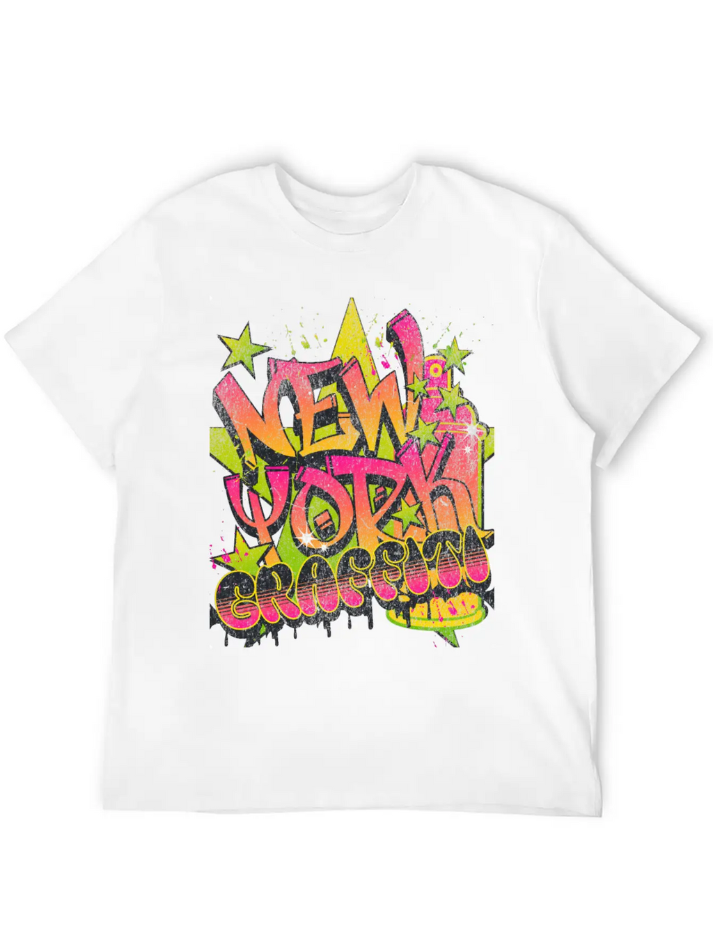 New York Graffiti Grunge Print Tee Unisex Short Sleeve Soft Cotton T-Shirt – Casual Everyday Wear