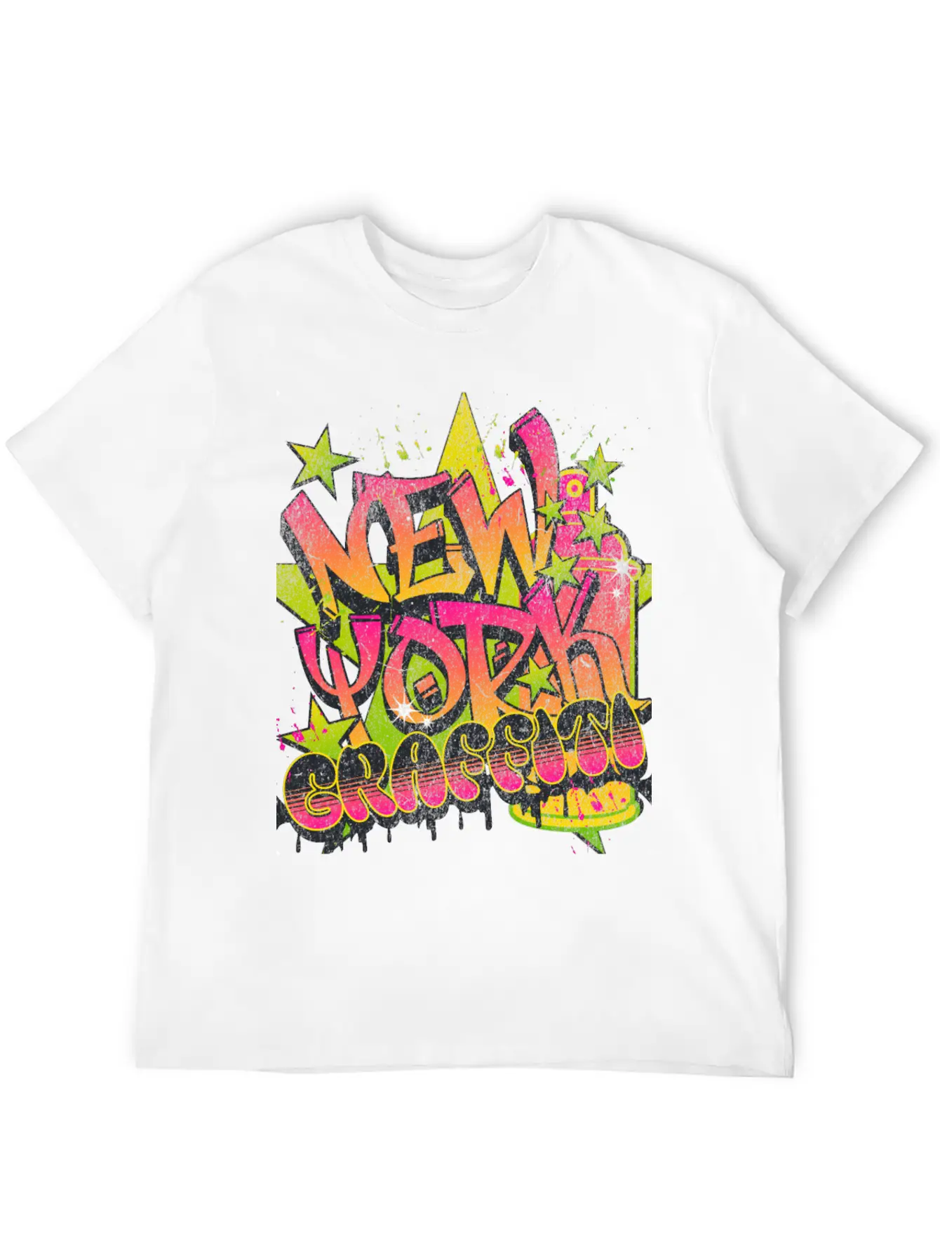 New York Graffiti Grunge Print Tee Unisex Short Sleeve Soft Cotton T-Shirt – Casual Everyday Wear