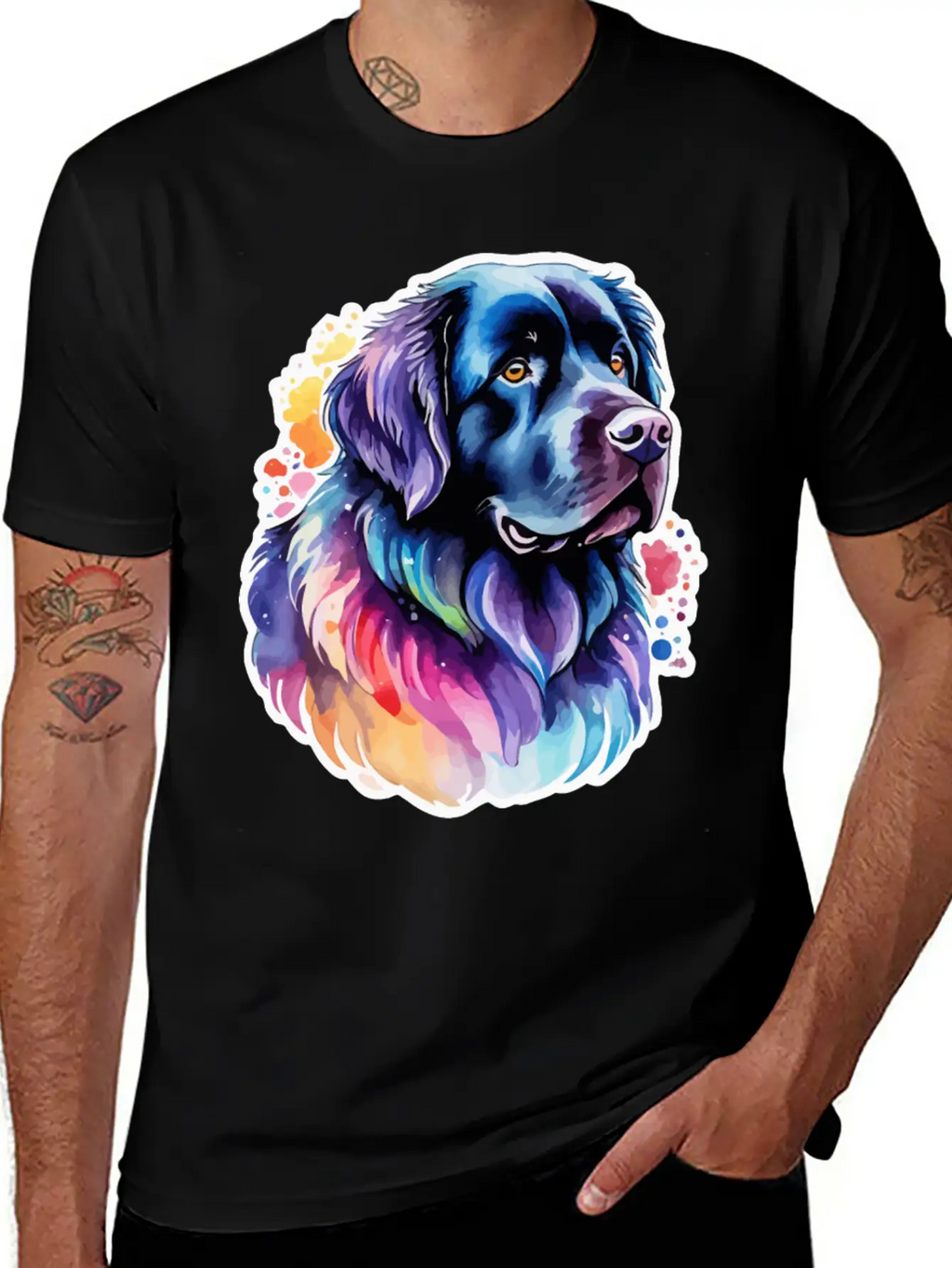 Newfoundland Dog Watercolor Unisex Short Sleeve Soft Cotton T-Shirt – Casual Everyday Wear
