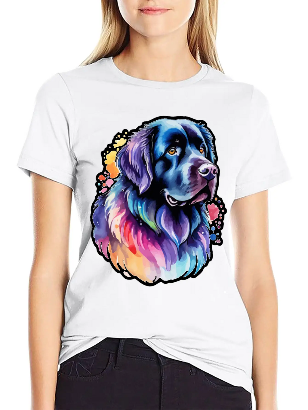 Newfoundland Dog Watercolor Unisex Short Sleeve Soft Cotton T-Shirt – Casual Everyday Wear