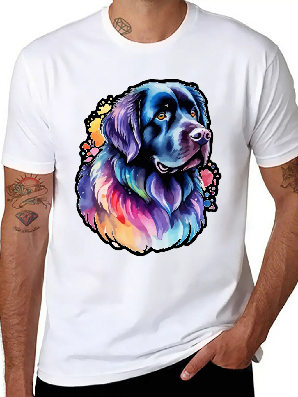Newfoundland Dog Watercolor Unisex Short Sleeve Soft Cotton T-Shirt – Casual Everyday Wear