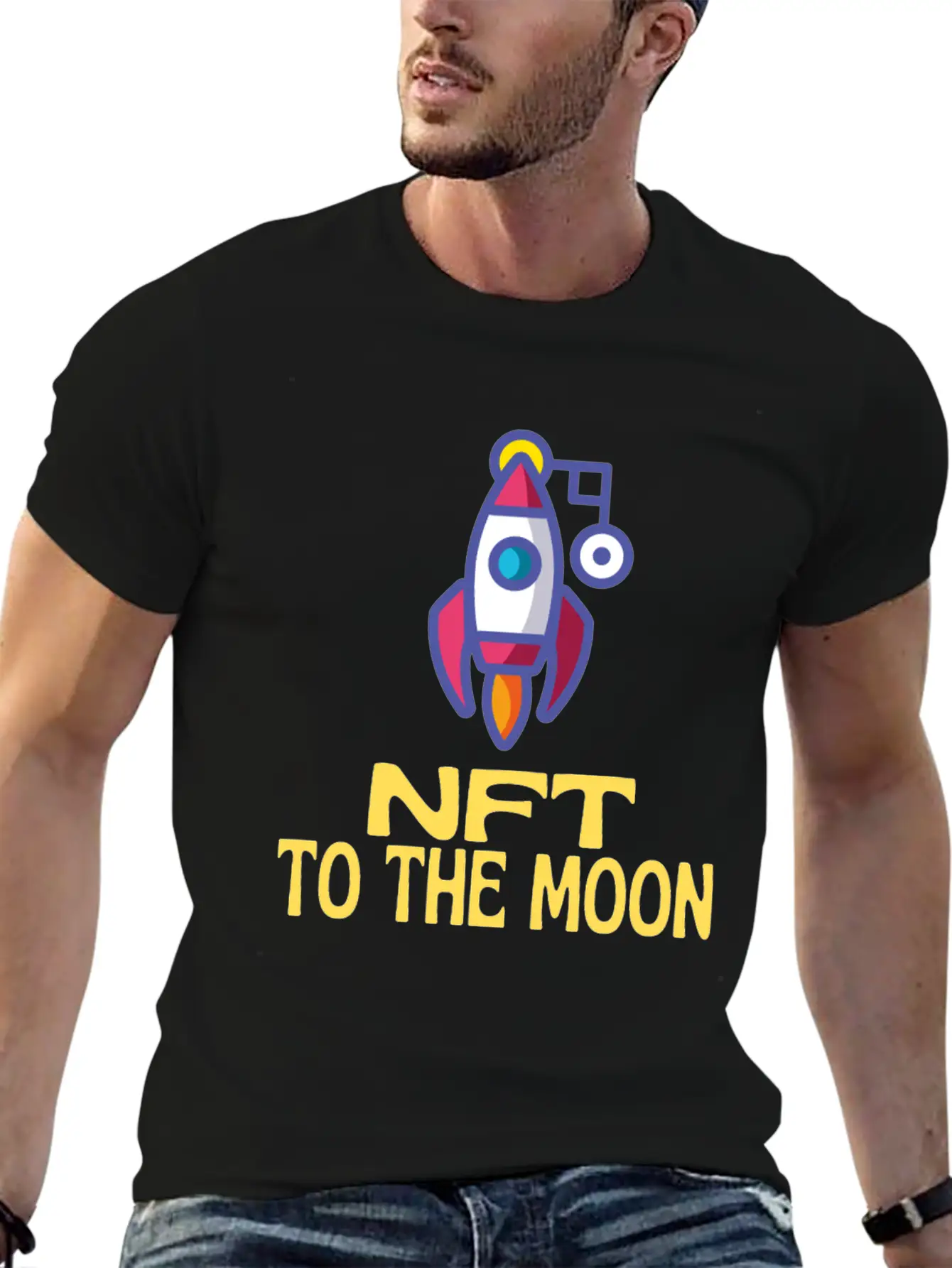 NFT To The Moon Non-Fungible Token Unisex Casual T-Shirt – Clean Design For Daily Comfort