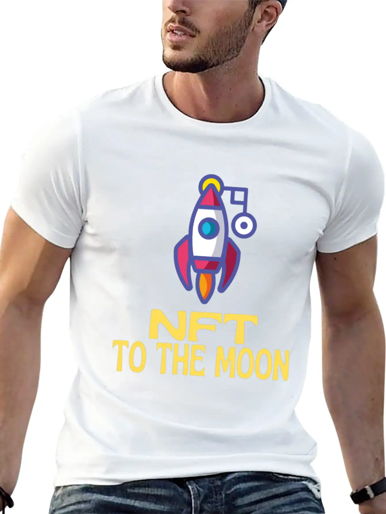 NFT To The Moon Non-Fungible Token Unisex Casual T-Shirt – Clean Design For Daily Comfort