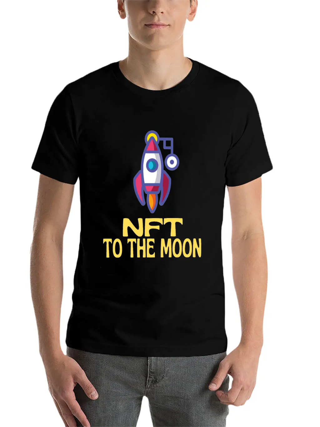 NFT To The Moon Non-Fungible Token Unisex Casual T-Shirt – Clean Design For Daily Comfort