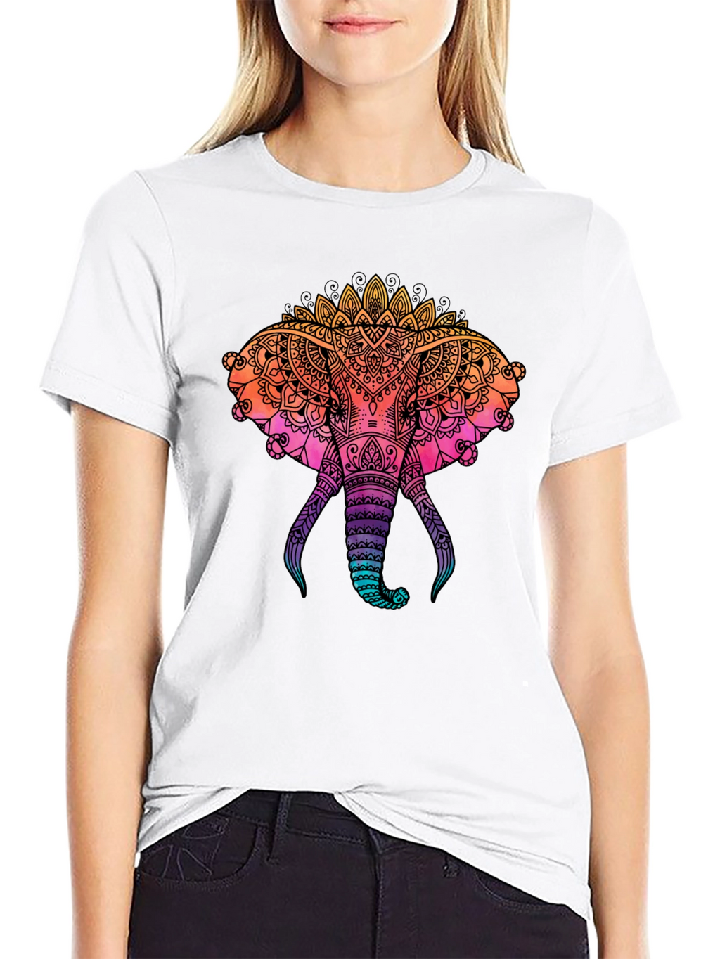 Elephant Mandala Graphic Print Tee