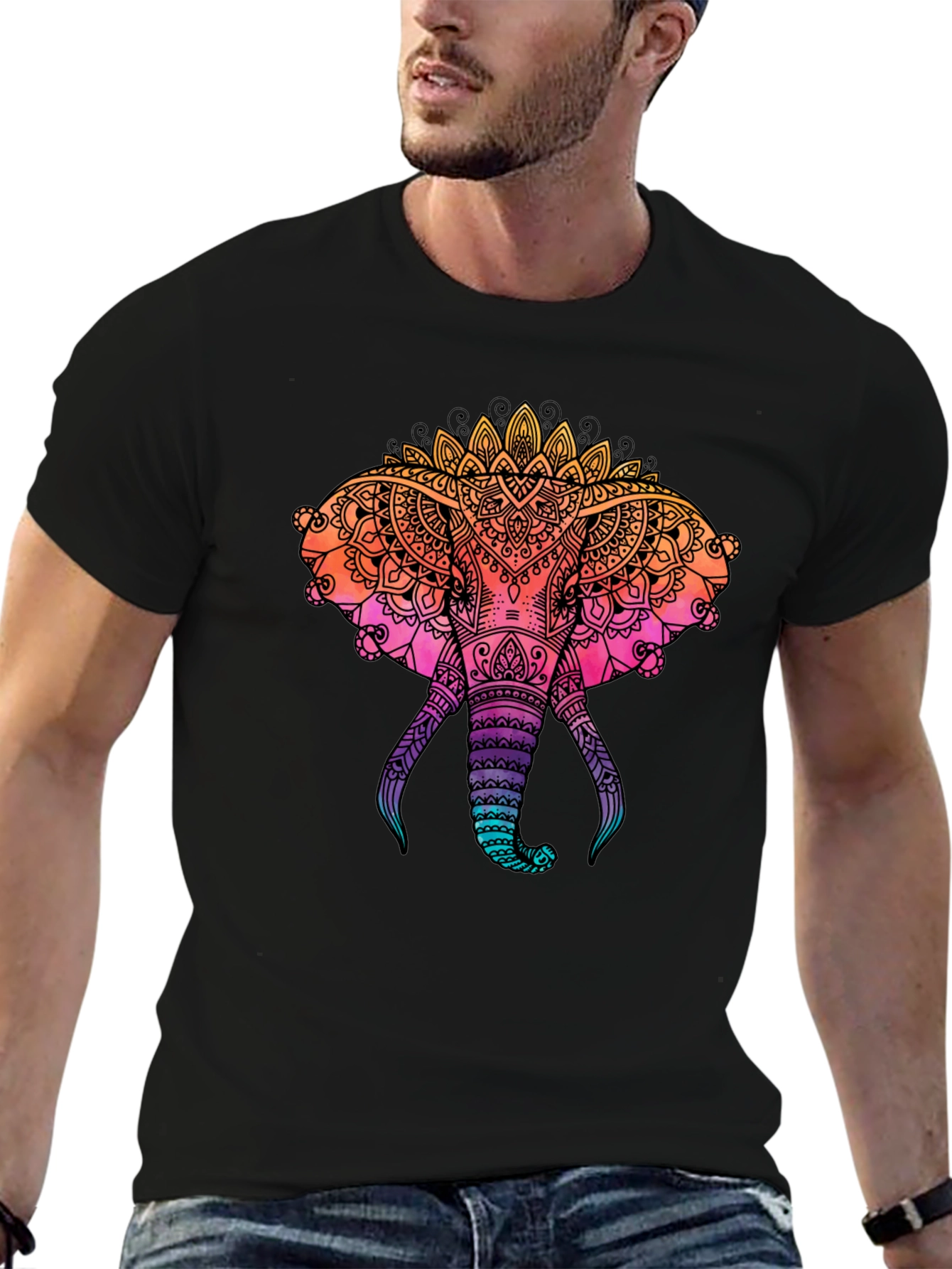 Elephant Mandala Graphic Print Tee