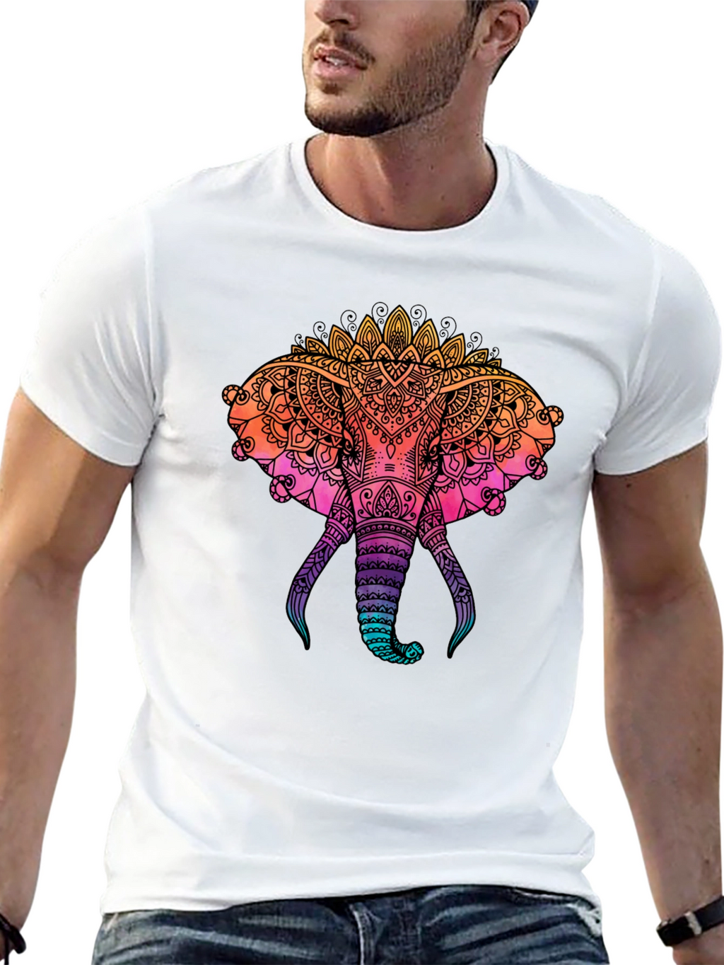 Elephant Mandala Graphic Print Tee