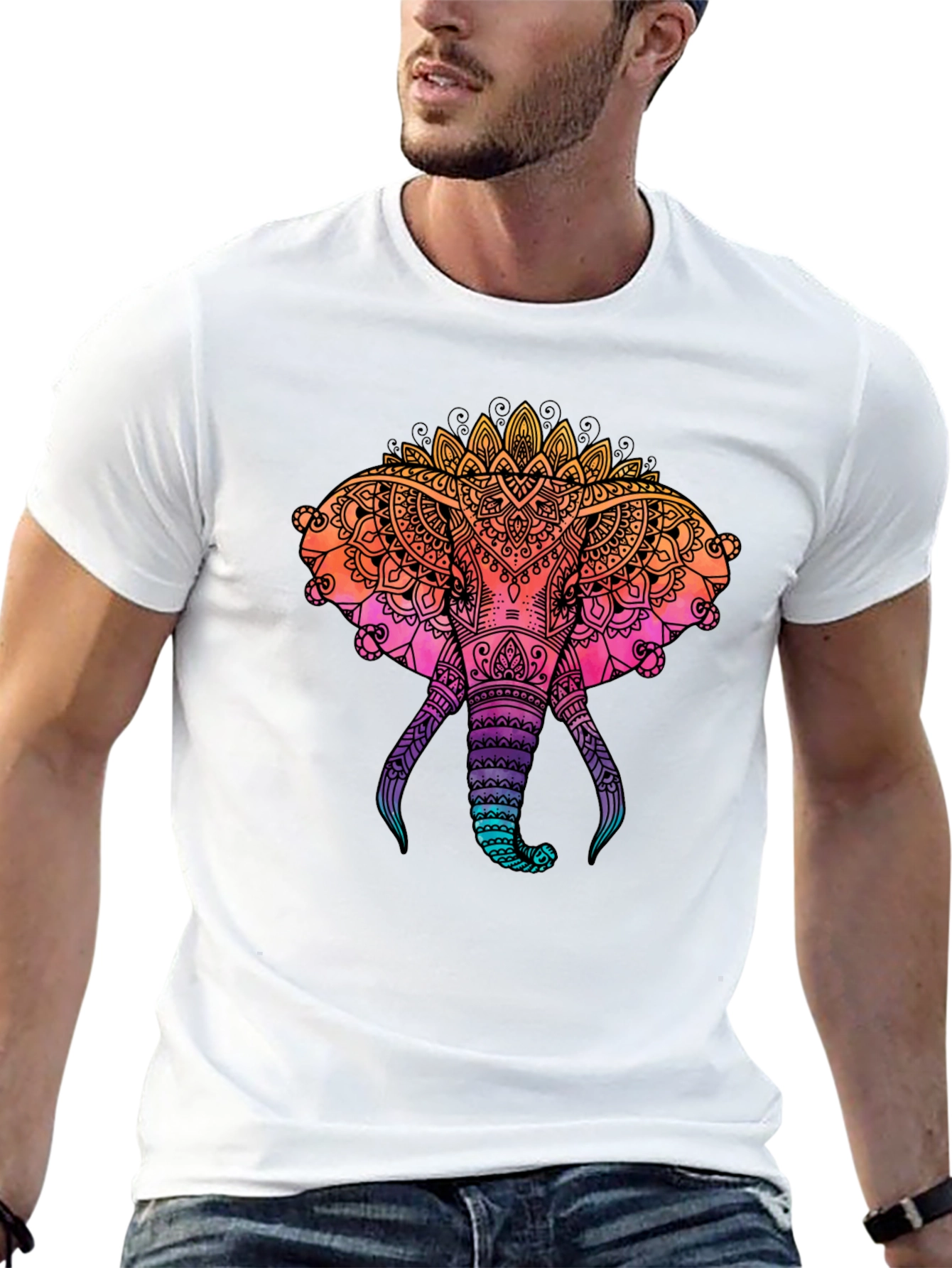 Elephant Mandala Graphic Print Tee