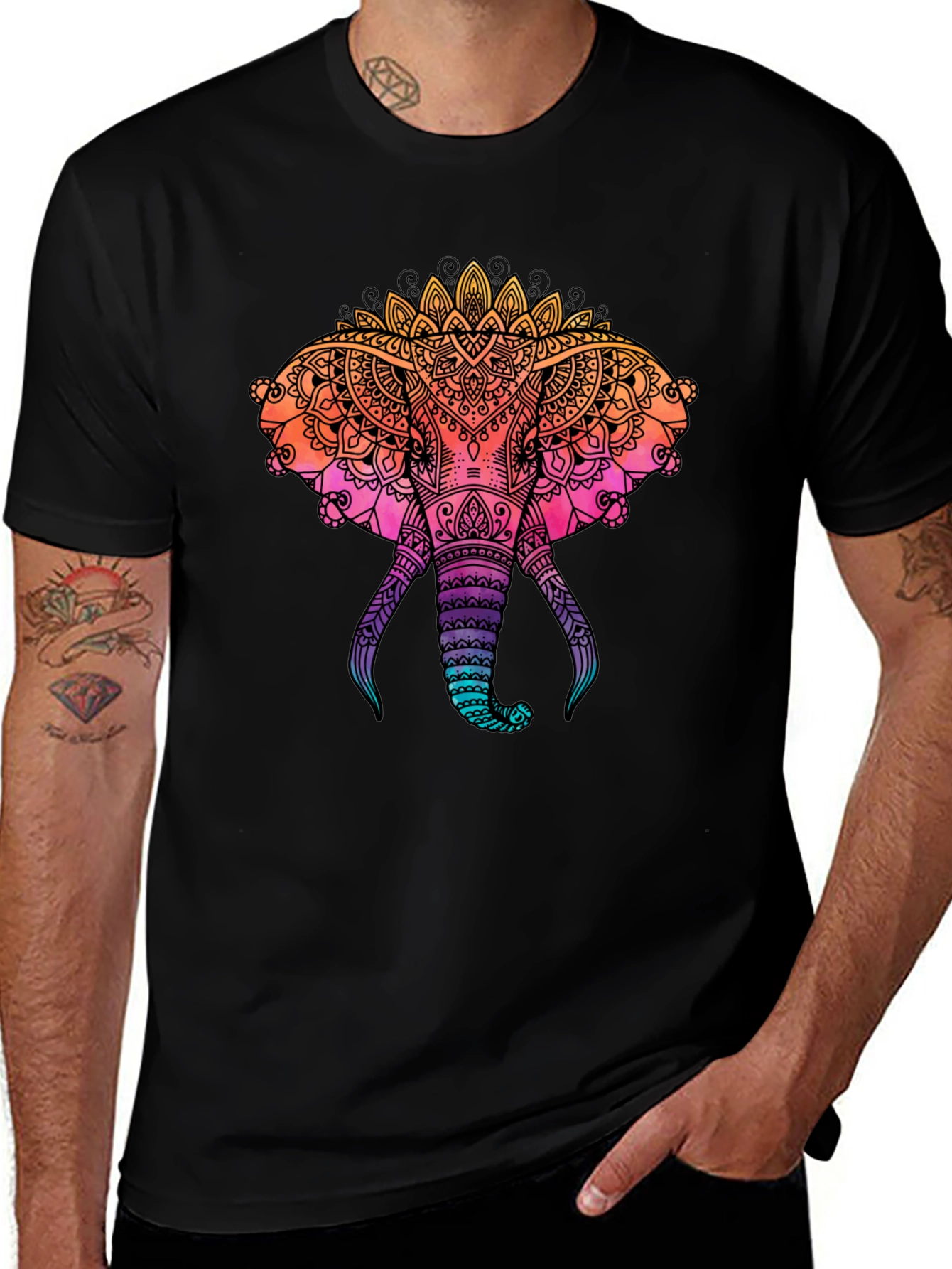 Elephant Mandala Graphic Print Tee