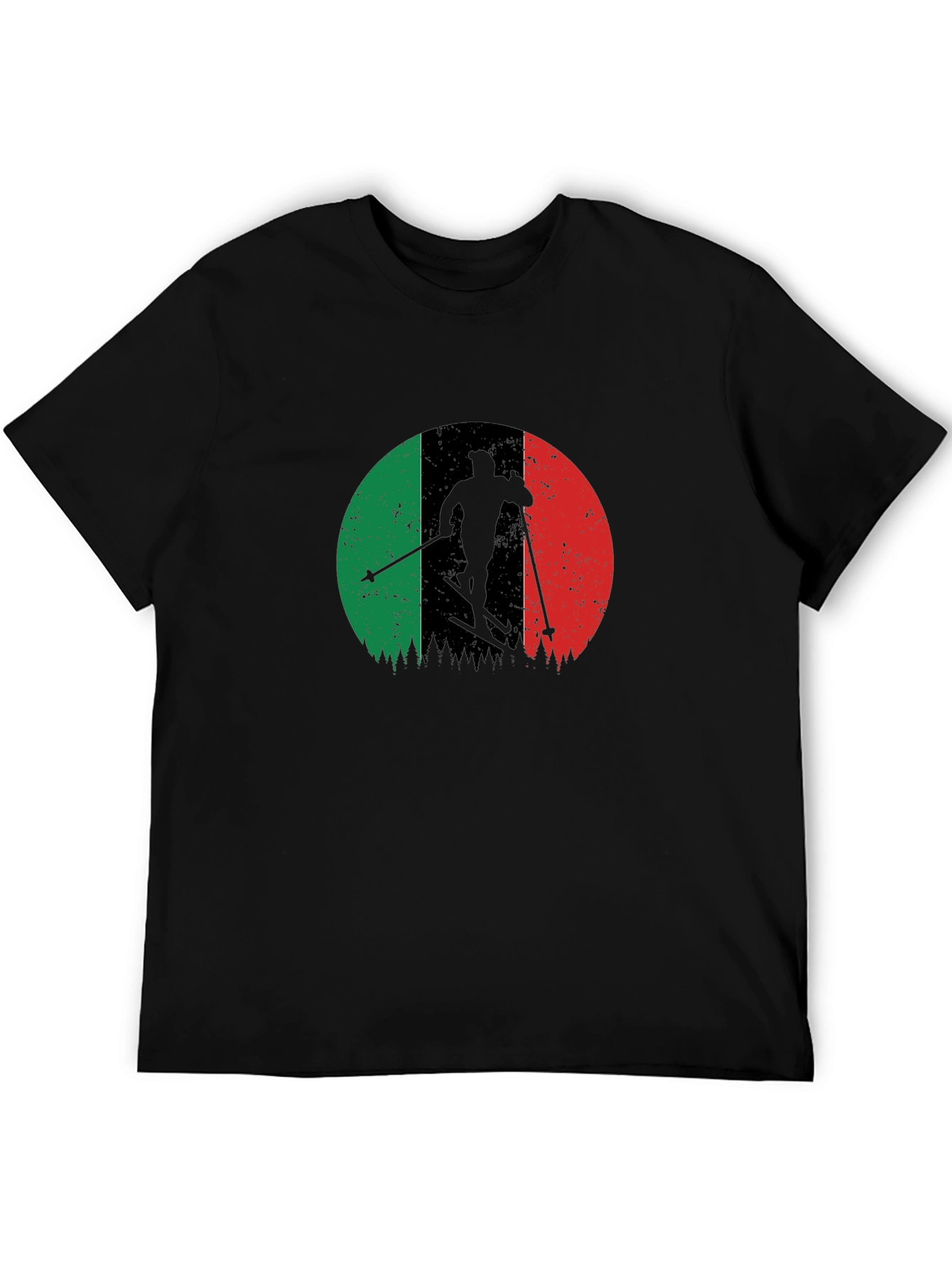 Italian Flag Ski T-Shirt - Black