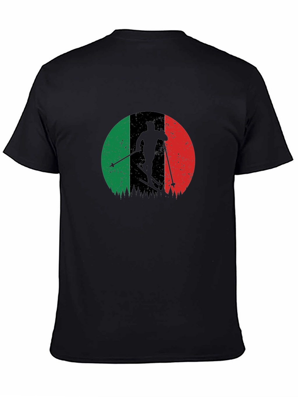 Italian Flag Ski T-Shirt - Black