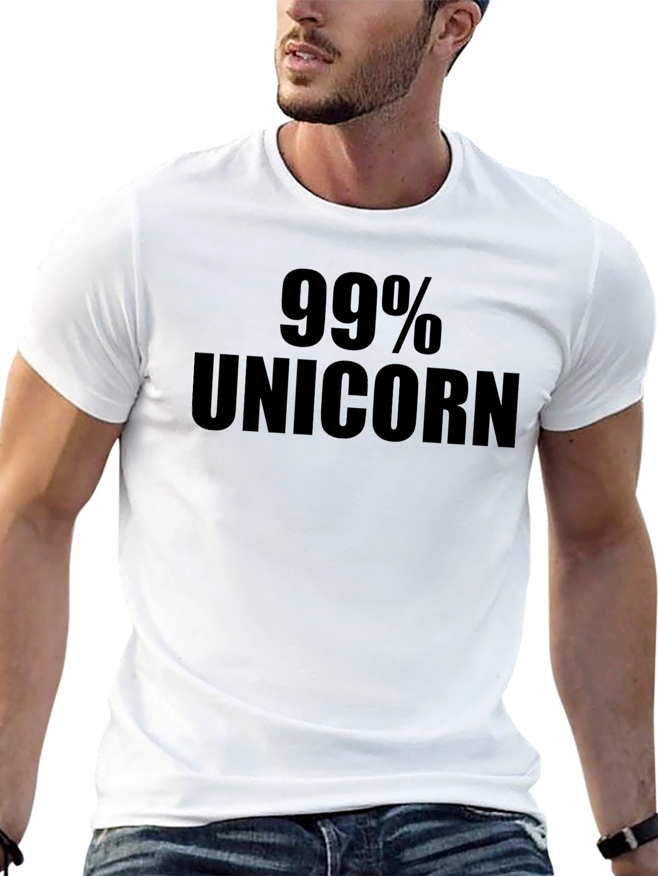 99% Unicorn Black Graphic Tee - Mens Short Sleeve Crew Neck