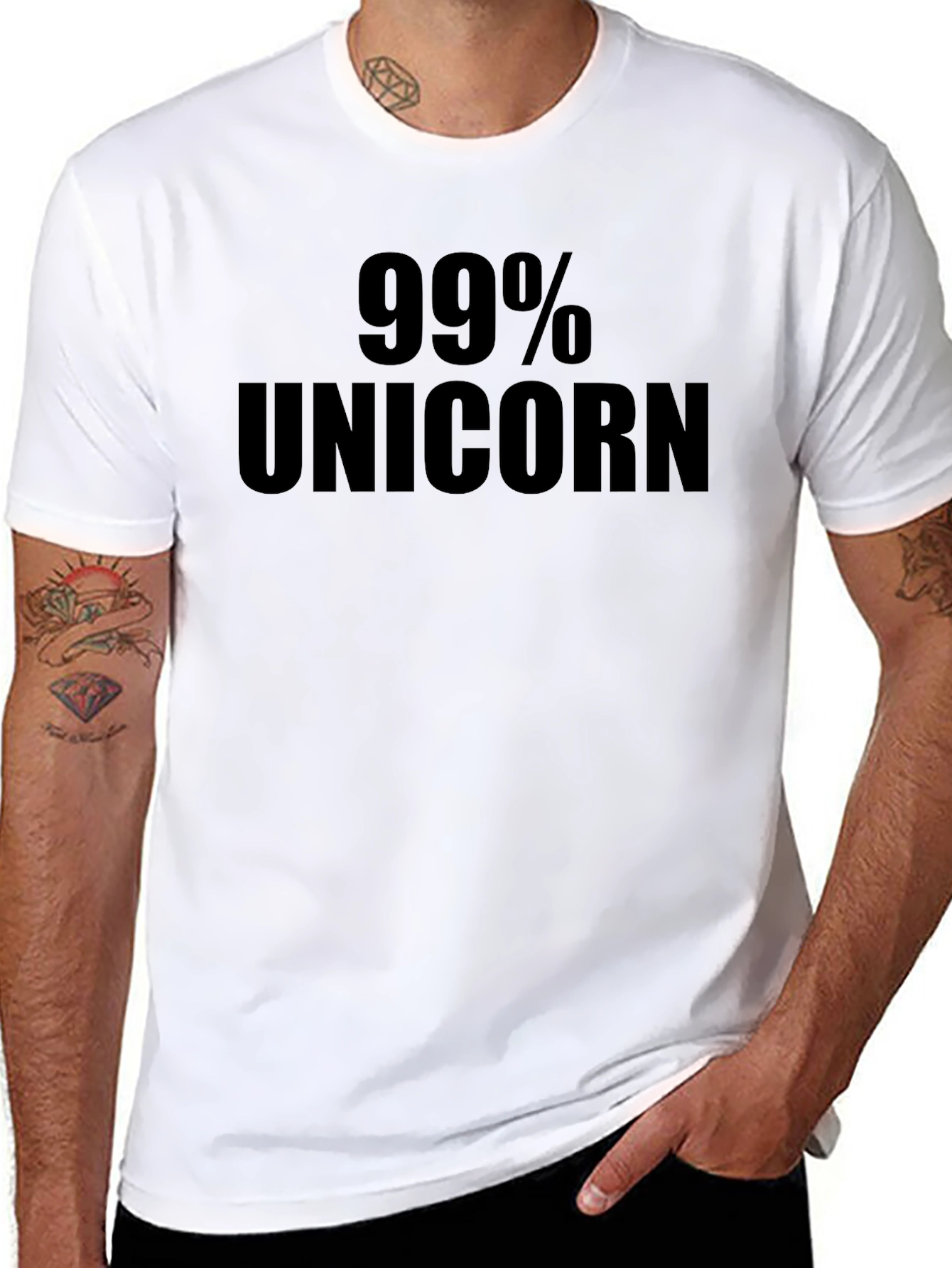 99% Unicorn Black Graphic Tee - Mens Short Sleeve Crew Neck