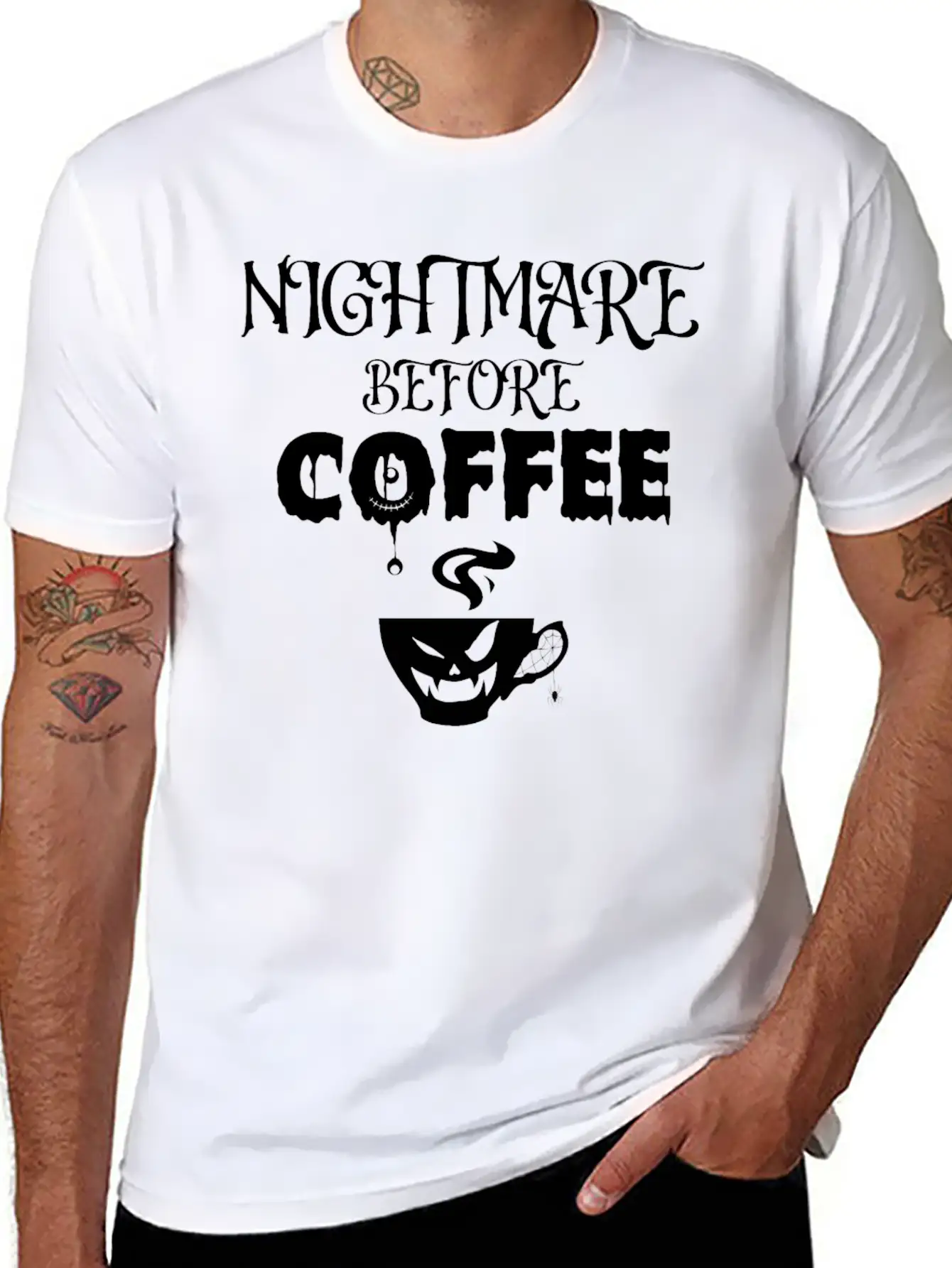 Nightmare Before Coffee Lover Funny Halloween Tee Unisex Short Sleeve Soft Cotton T-Shirt – Casual Everyday Wear