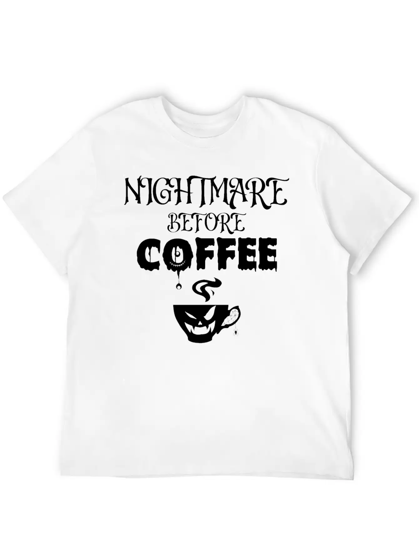 Nightmare Before Coffee Lover Funny Halloween Tee Unisex Short Sleeve Soft Cotton T-Shirt – Casual Everyday Wear