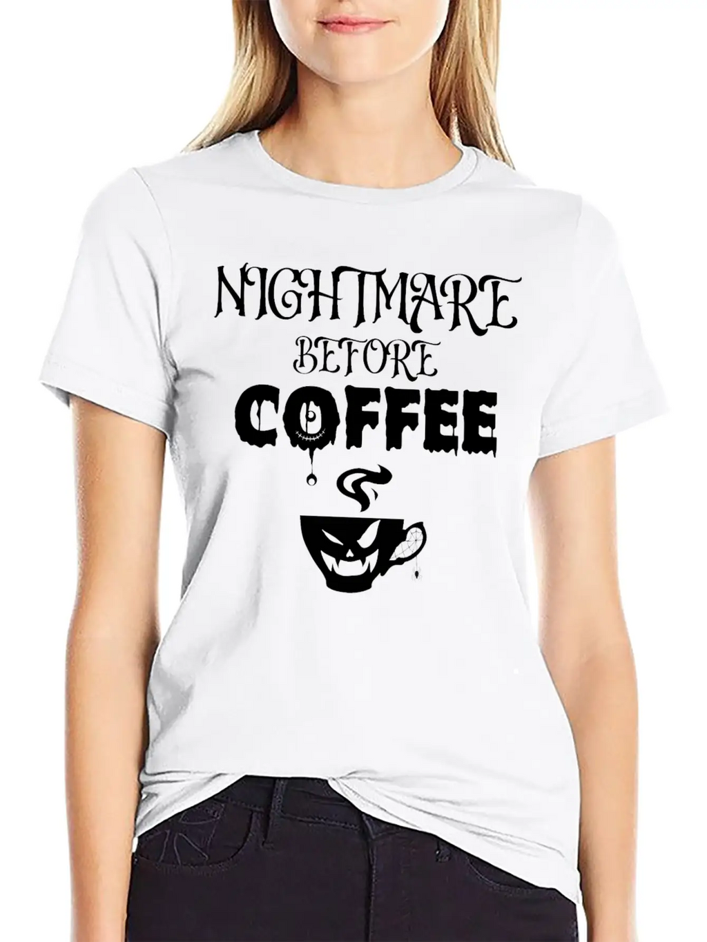 Nightmare Before Coffee Lover Funny Halloween Tee Unisex Short Sleeve Soft Cotton T-Shirt – Casual Everyday Wear