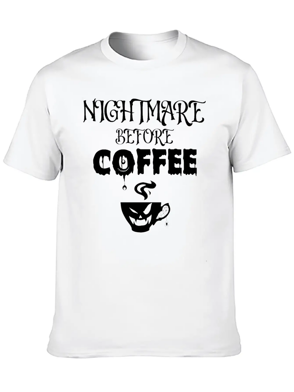 Nightmare Before Coffee Lover Funny Halloween Tee Unisex Short Sleeve Soft Cotton T-Shirt – Casual Everyday Wear