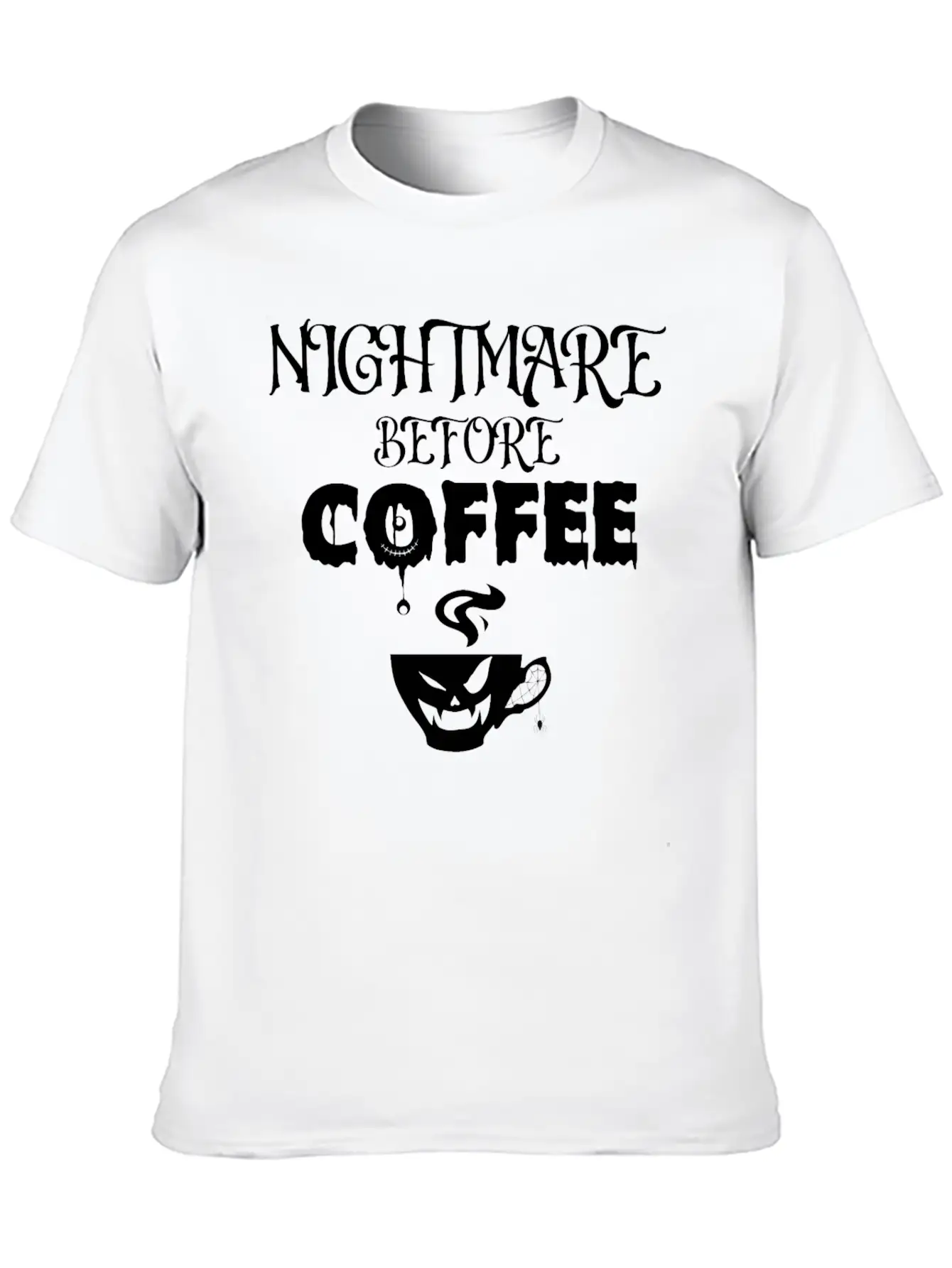 Nightmare Before Coffee Lover Funny Halloween Tee Unisex Short Sleeve Soft Cotton T-Shirt – Casual Everyday Wear