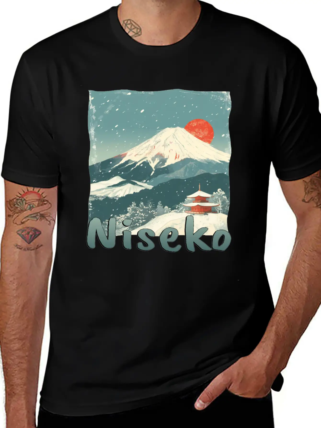 Niseko Japan Volcano Sunset Winter Winter Vacation Stylish Everyday T-Shirt – Unisex Basic Cotton Tee