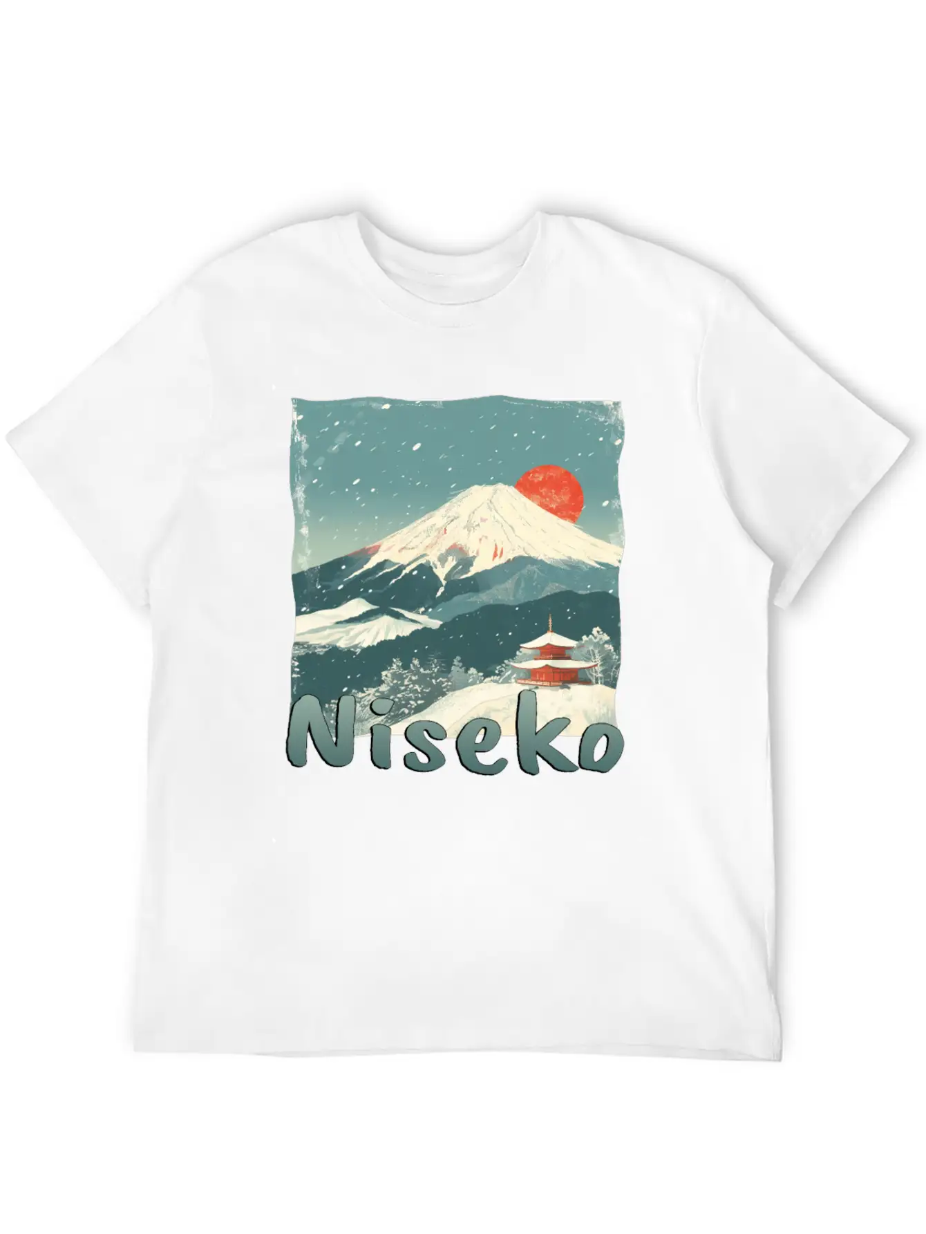 Niseko Japan Volcano Sunset Winter Winter Vacation Stylish Everyday T-Shirt – Unisex Basic Cotton Tee