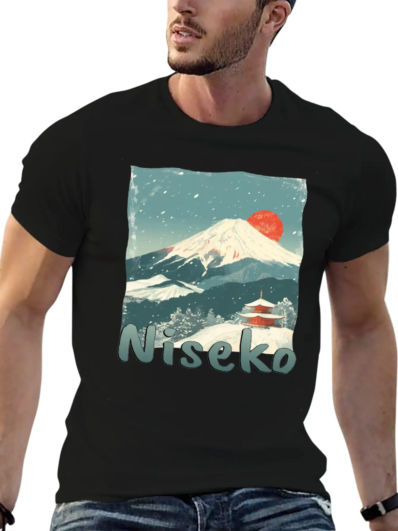 Niseko Japan Volcano Sunset Winter Winter Vacation Stylish Everyday T-Shirt – Unisex Basic Cotton Tee