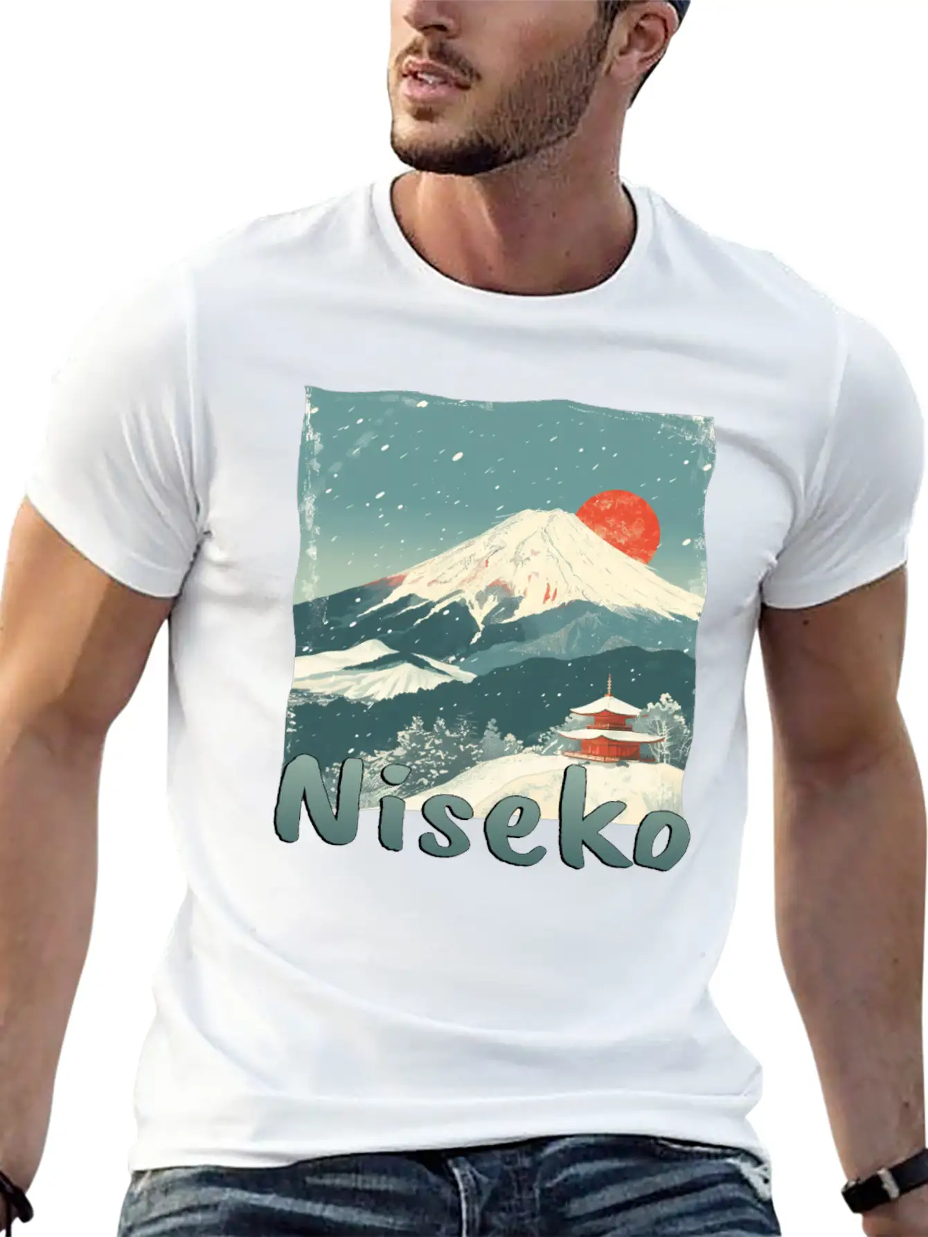 Niseko Japan Volcano Sunset Winter Winter Vacation Stylish Everyday T-Shirt – Unisex Basic Cotton Tee