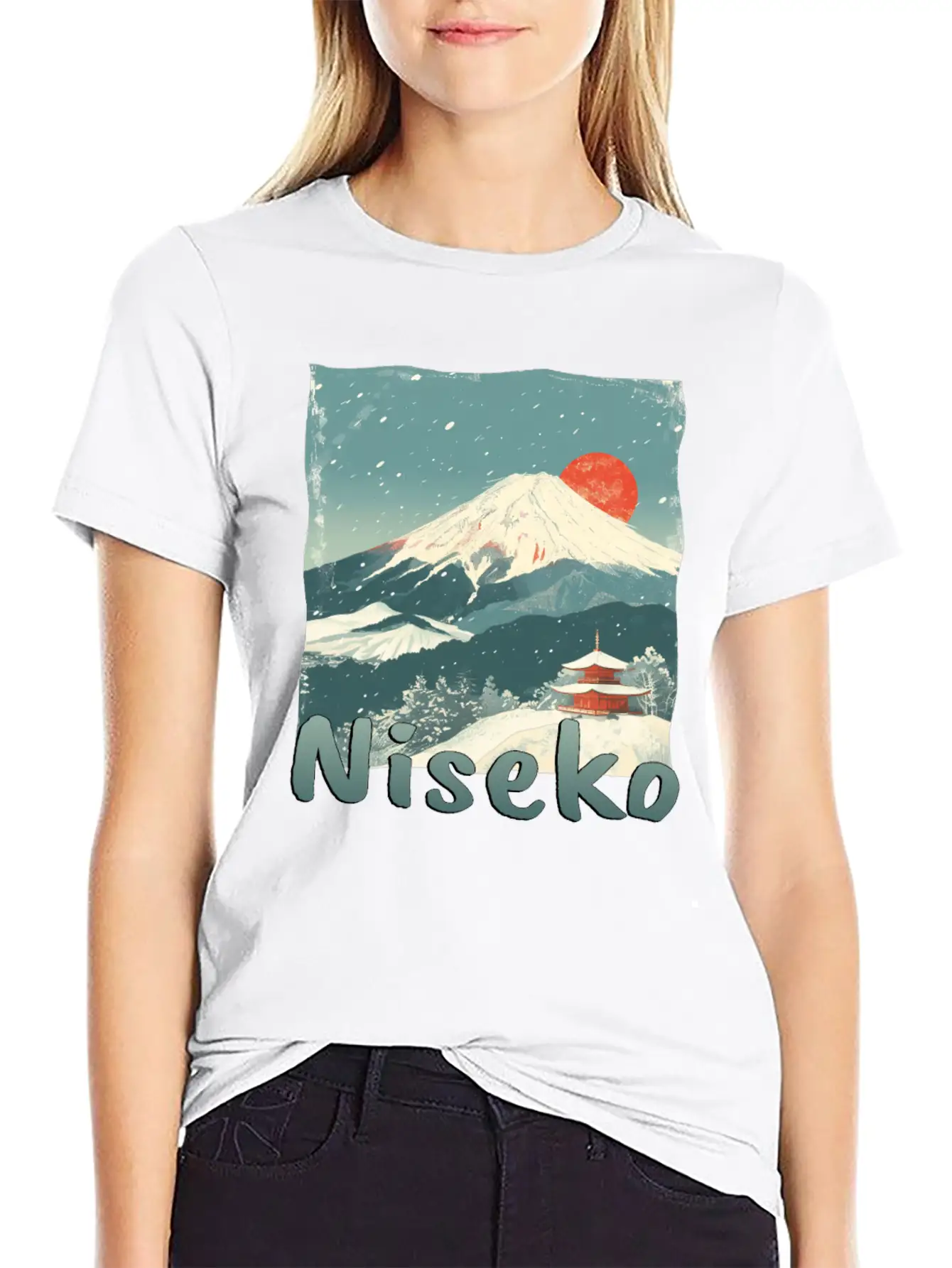 Niseko Japan Volcano Sunset Winter Winter Vacation Stylish Everyday T-Shirt – Unisex Basic Cotton Tee