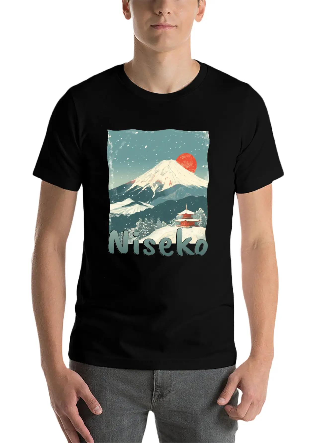 Niseko Japan Volcano Sunset Winter Winter Vacation Stylish Everyday T-Shirt – Unisex Basic Cotton Tee