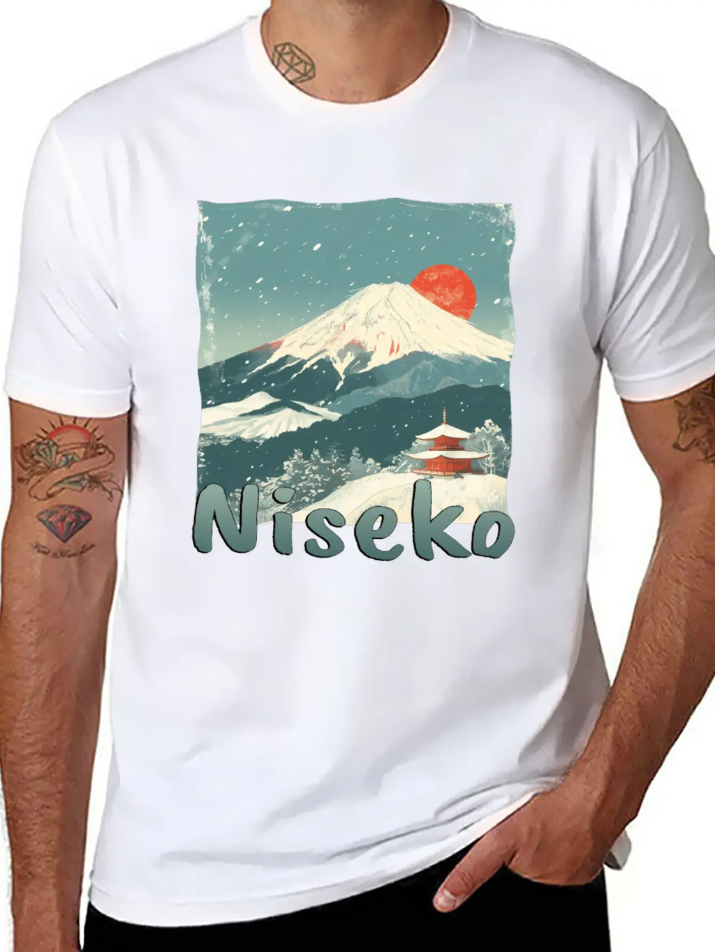 Niseko Japan Volcano Sunset Winter Winter Vacation Stylish Everyday T-Shirt – Unisex Basic Cotton Tee