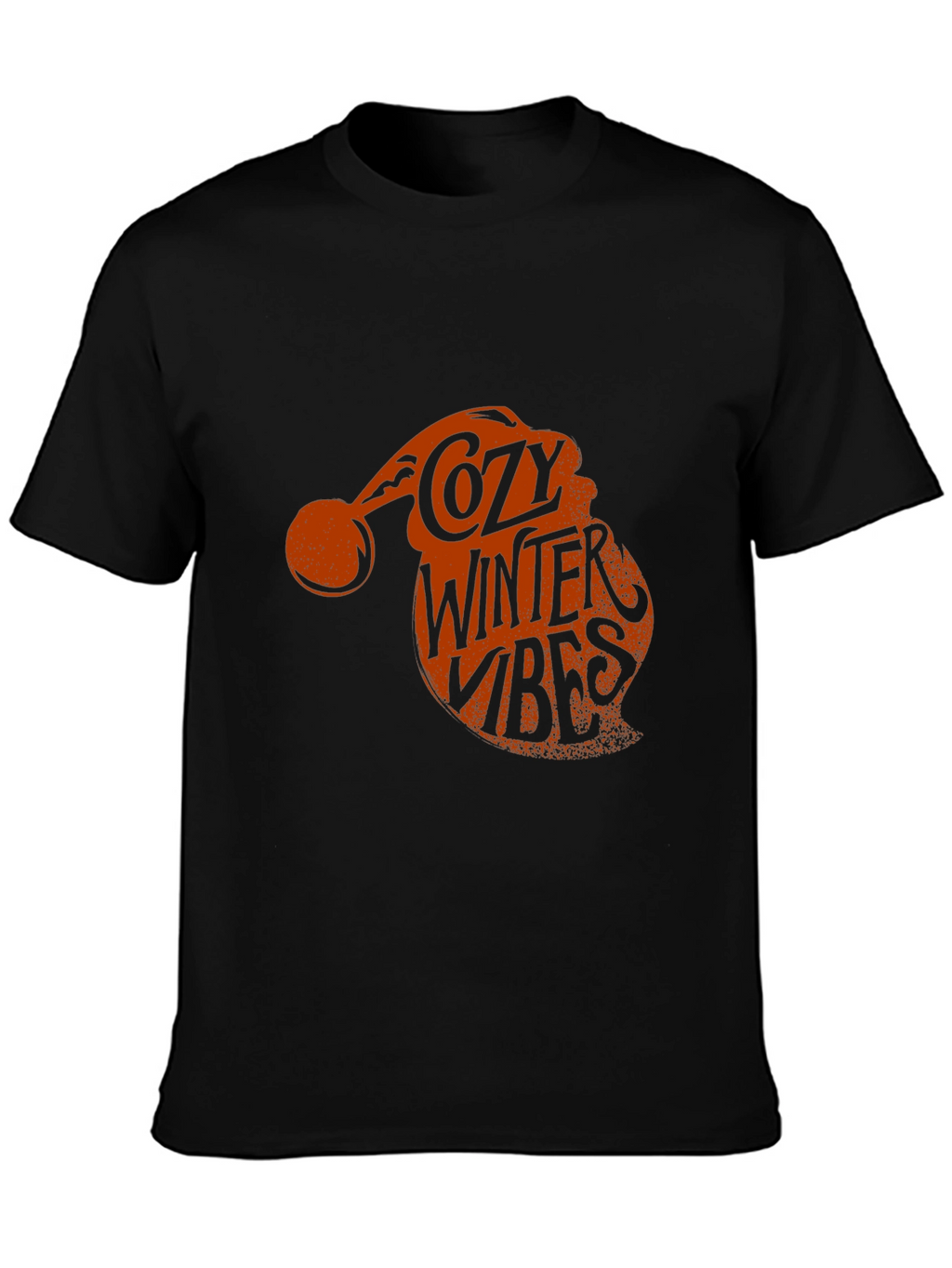 Cozy Winter Vibes Santa Hat Graphic Tee