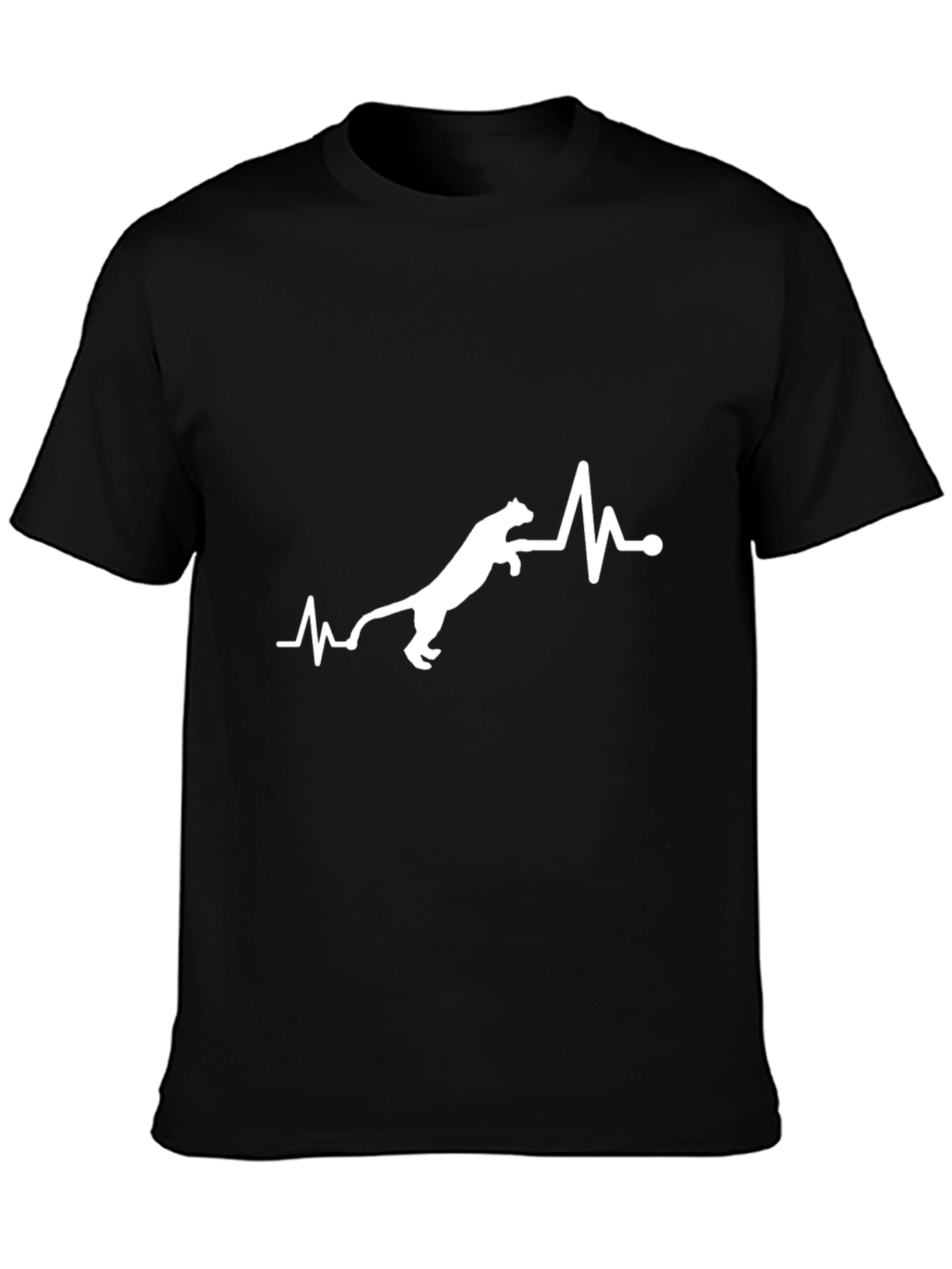 Cat Heartbeat Graphic T-Shirt - Mens Black Tee
