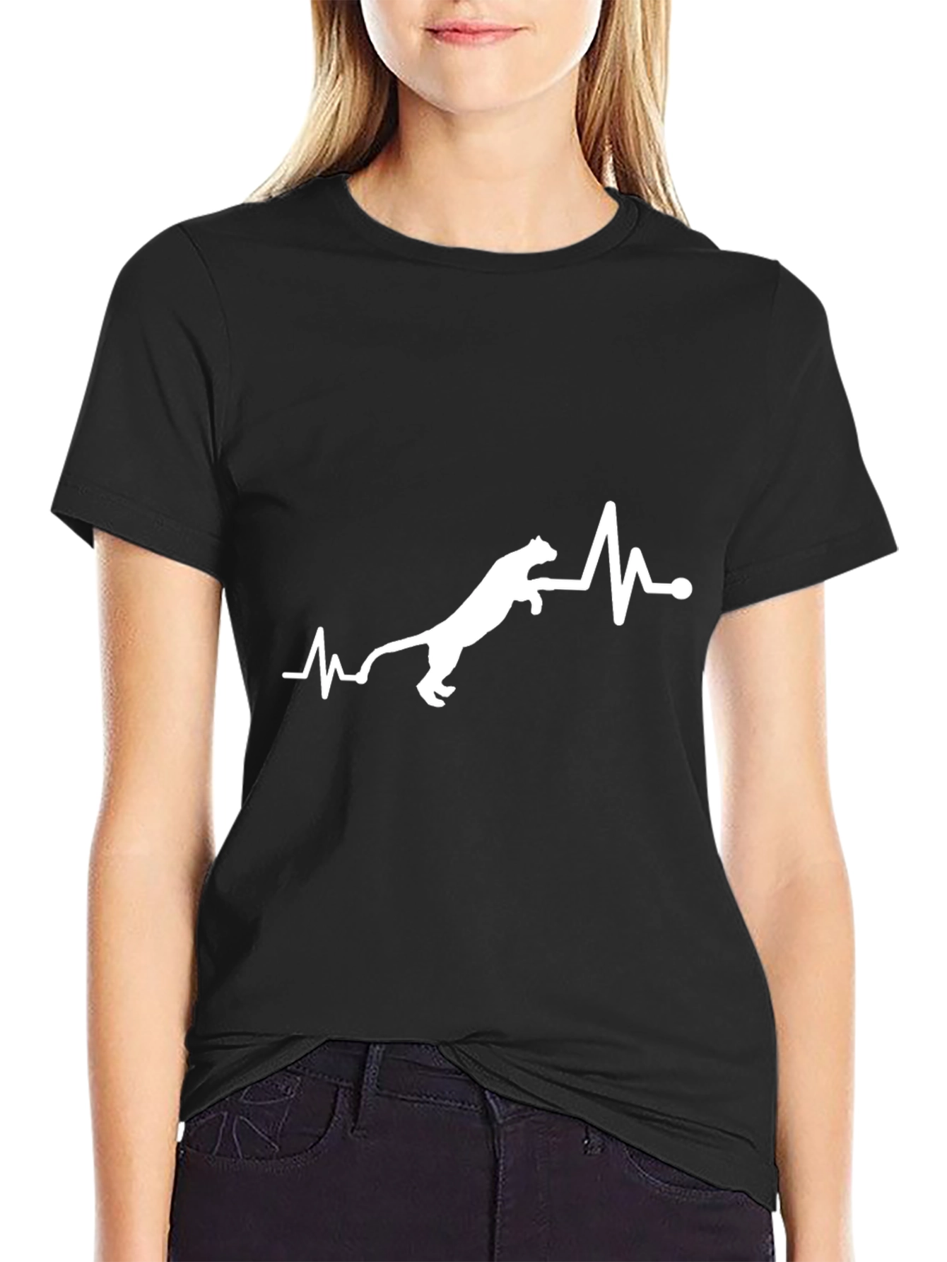 Cat Heartbeat Graphic T-Shirt - Mens Black Tee