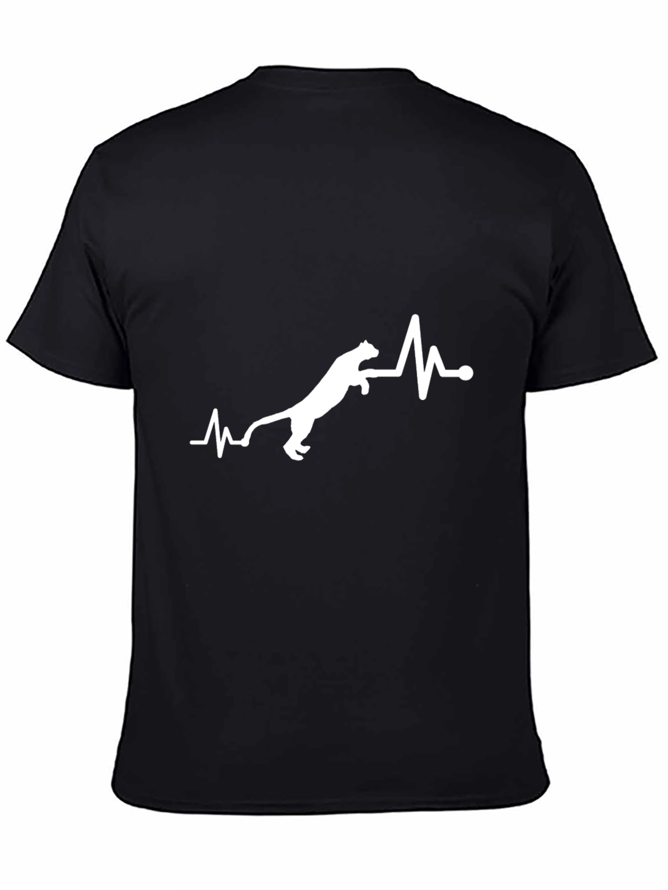 Cat Heartbeat Graphic T-Shirt - Mens Black Tee