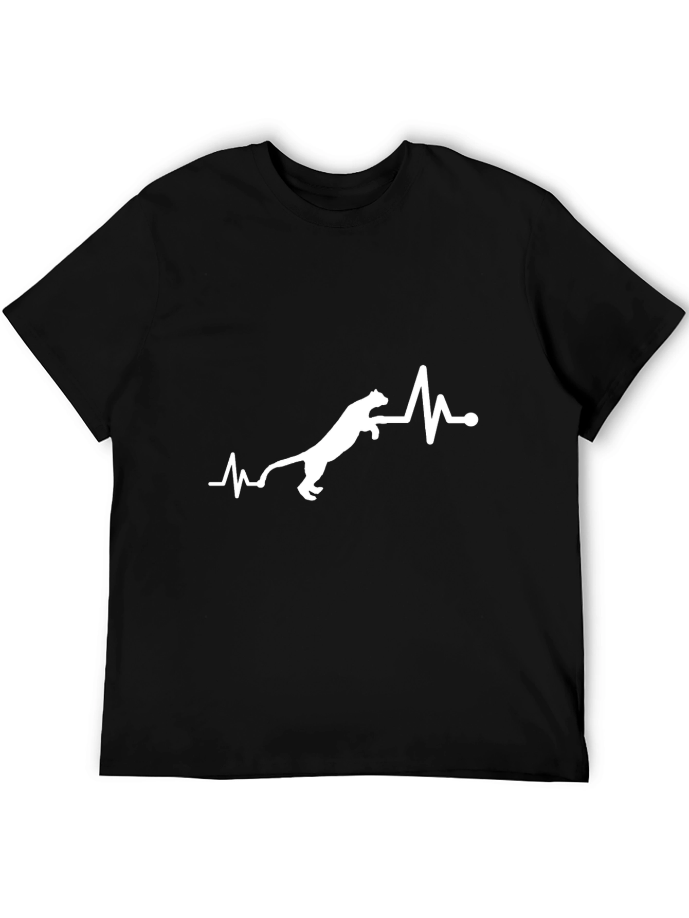 Cat Heartbeat Graphic T-Shirt - Mens Black Tee
