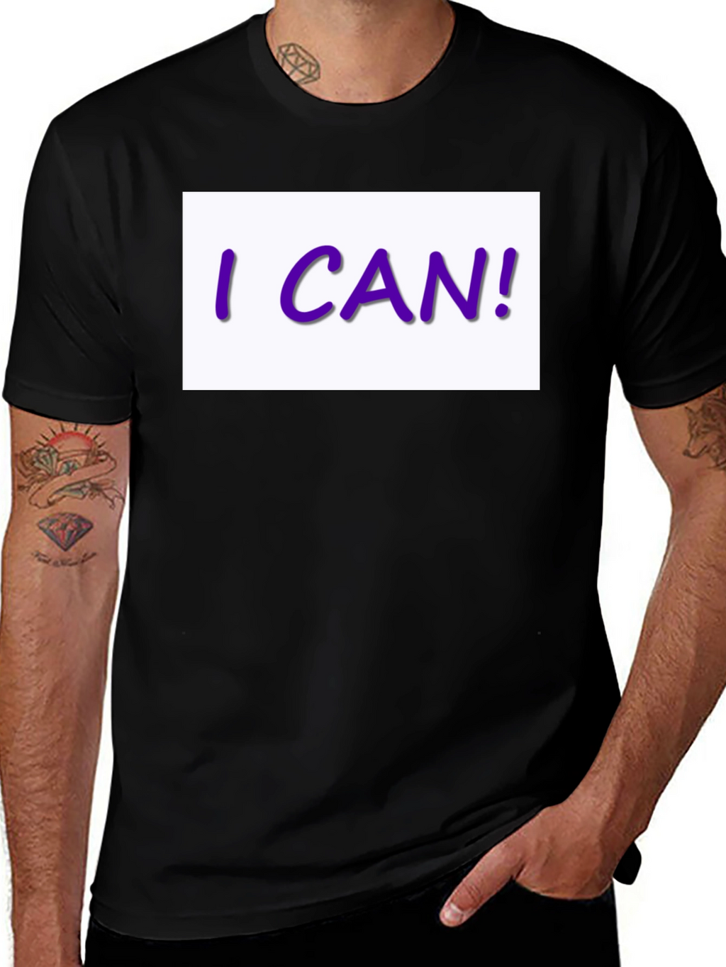 I CAN! Graphic Print Black T-Shirt